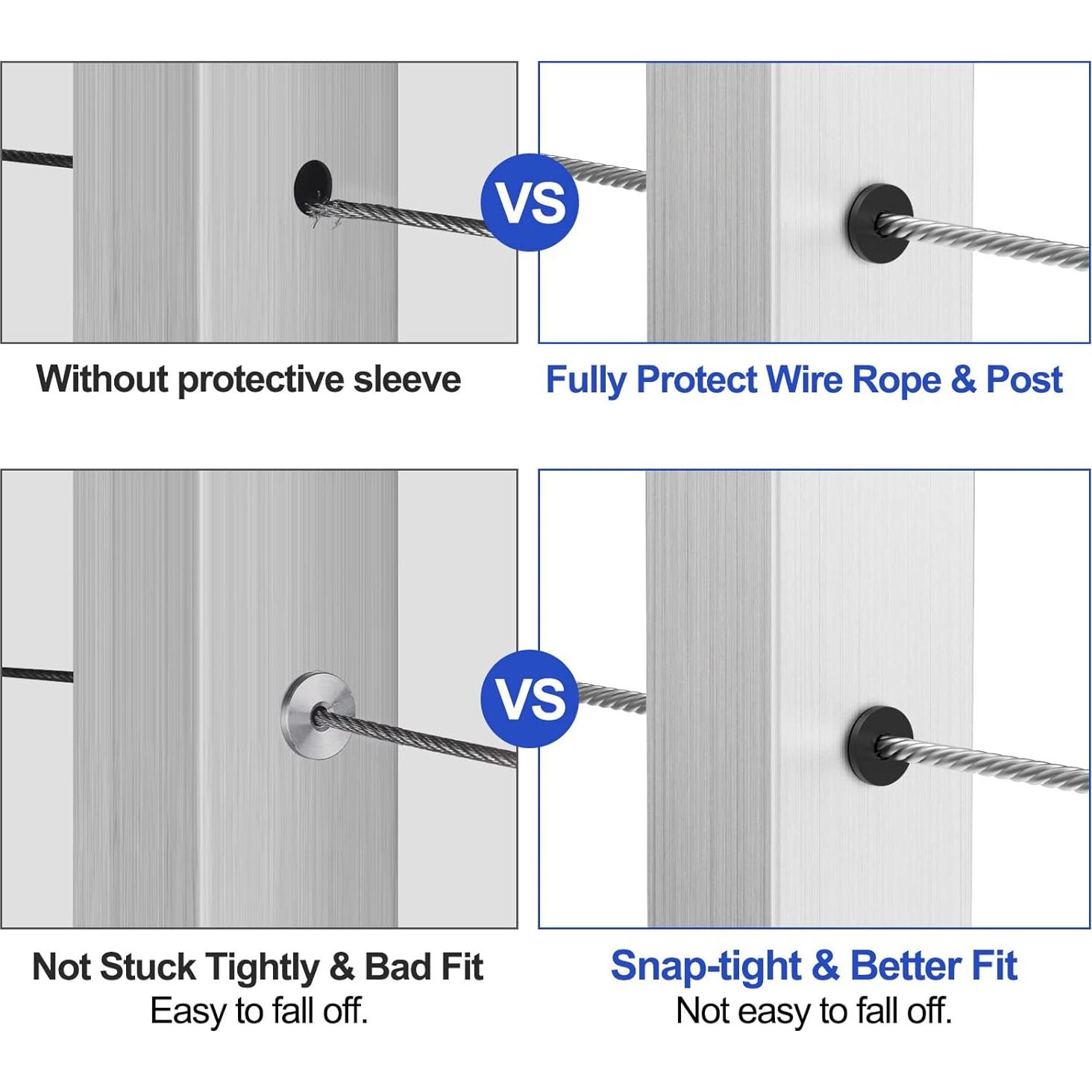 Grommets de Caucho CKE para Cable Railing 100 Pcs 1/8" a 3/16"