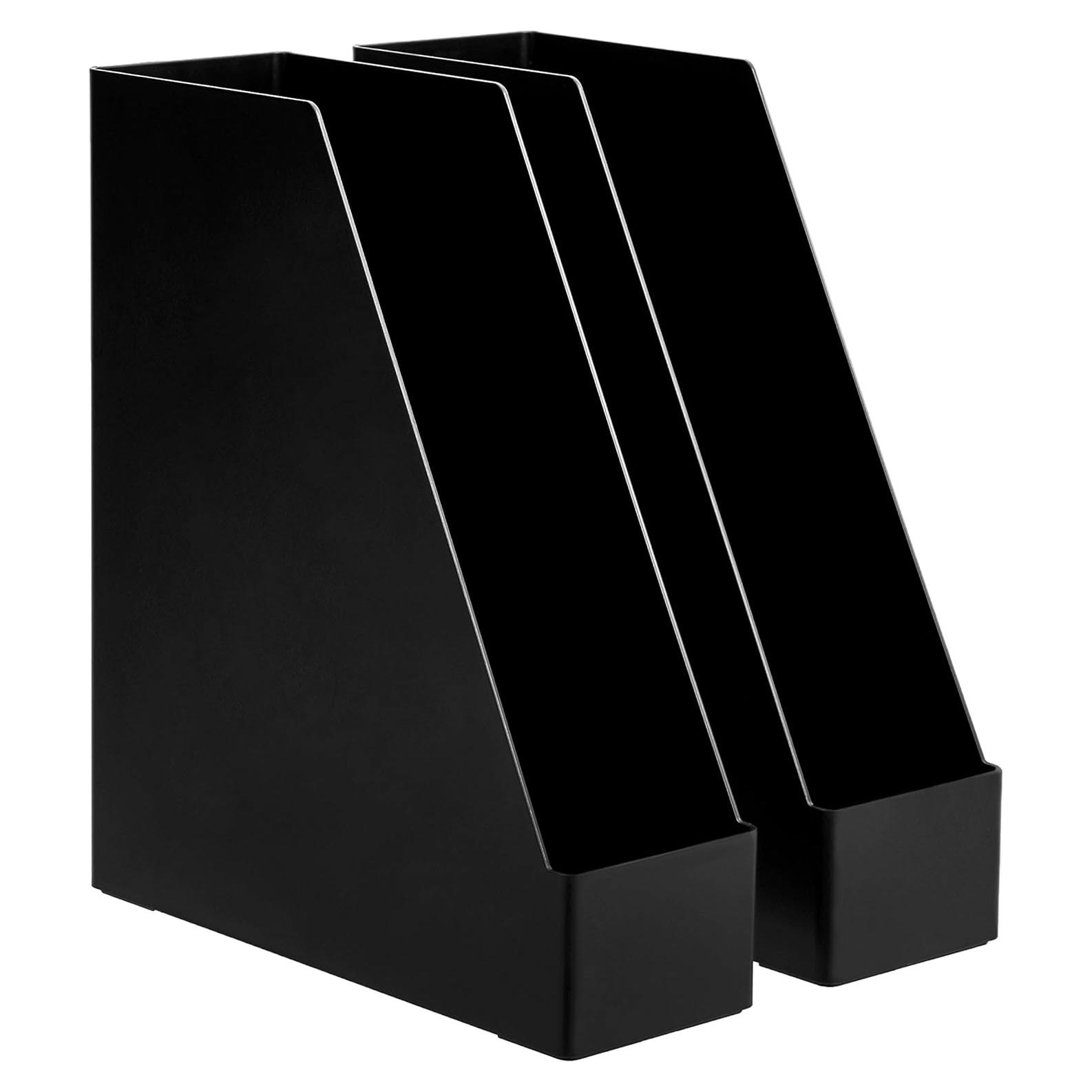 Organizador de Escritorio Amazon Basics - Soporte Revistas Negro 2 Pzas