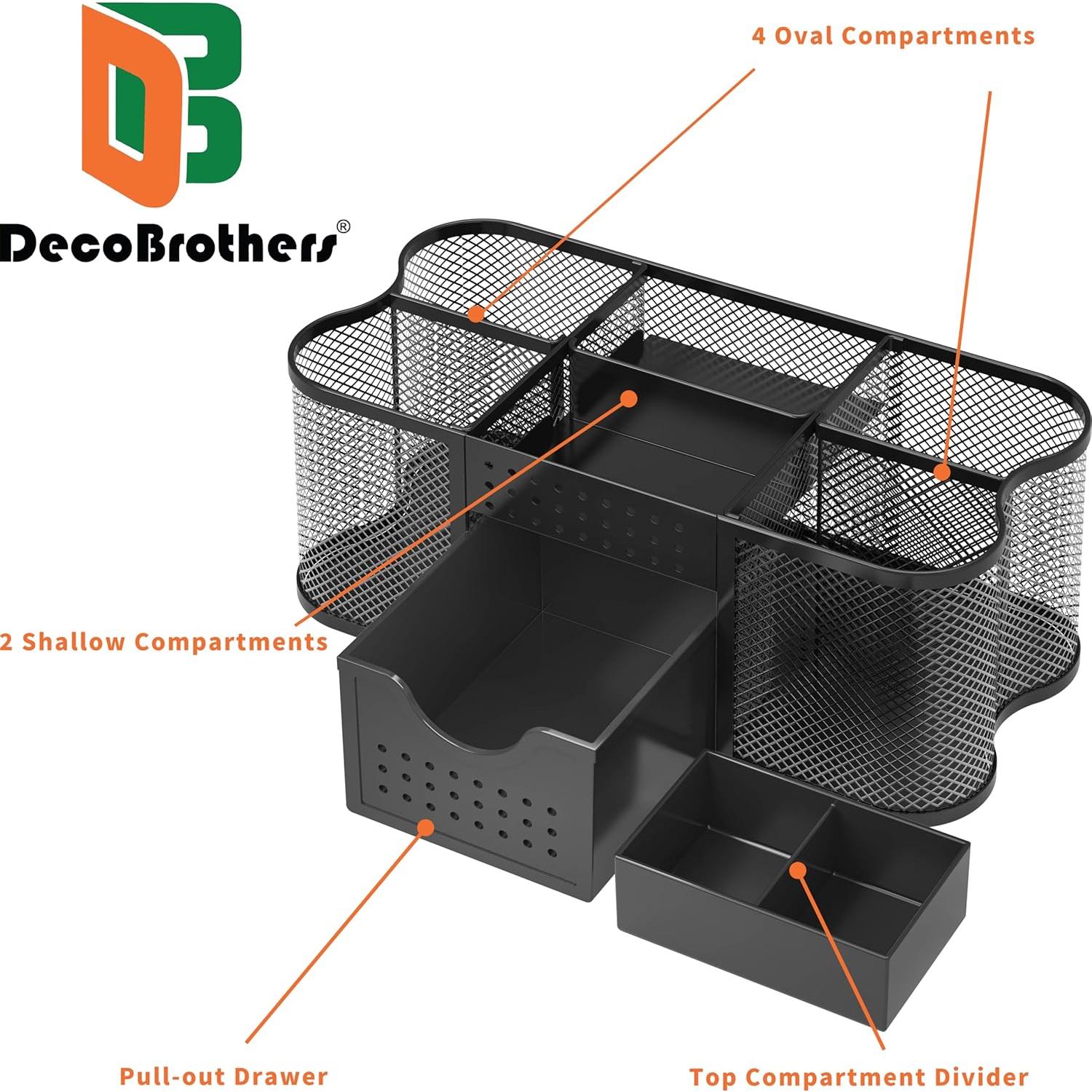 Organizador de Escritorio Deco Brothers Negro con Cajón Deslizante