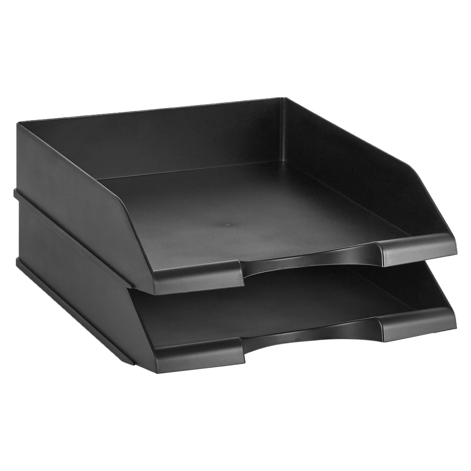 Organizador de cartas apilable Amazon Basics, negro, 2 unidades