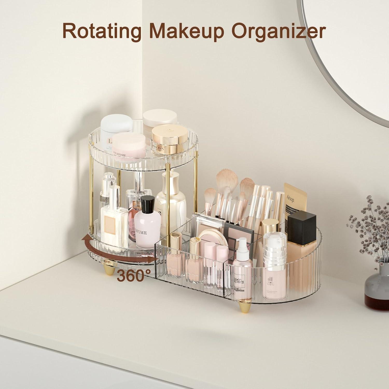 Organizador de Maquillaje Rotativo Jywantful 14.76x34.5cm Transparente