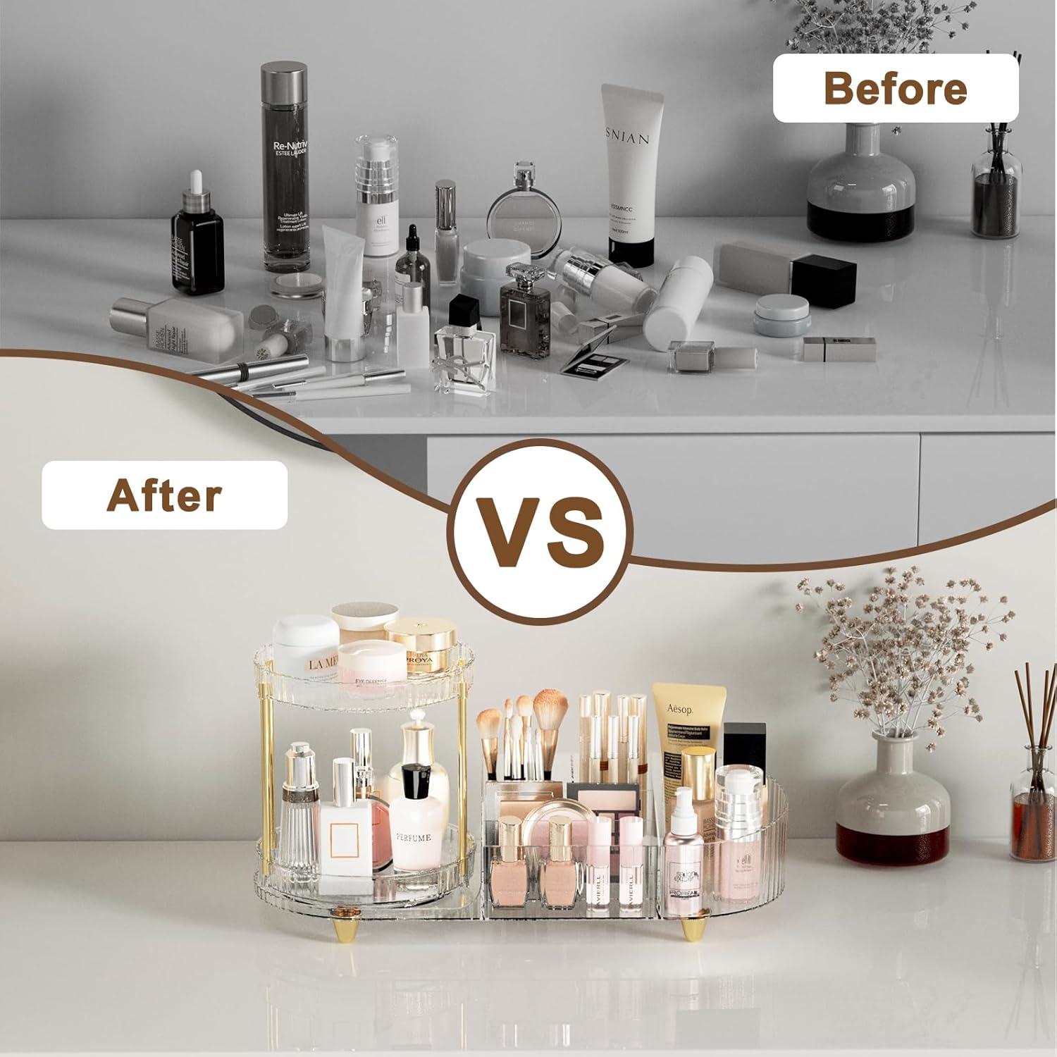 Organizador de Maquillaje Rotativo Jywantful 14.76x34.5cm Transparente