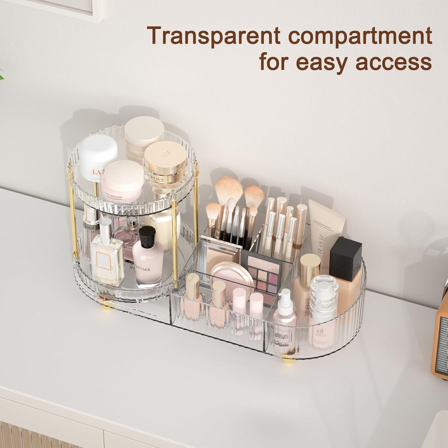 Organizador de Maquillaje Rotativo Jywantful 14.76x34.5cm Transparente