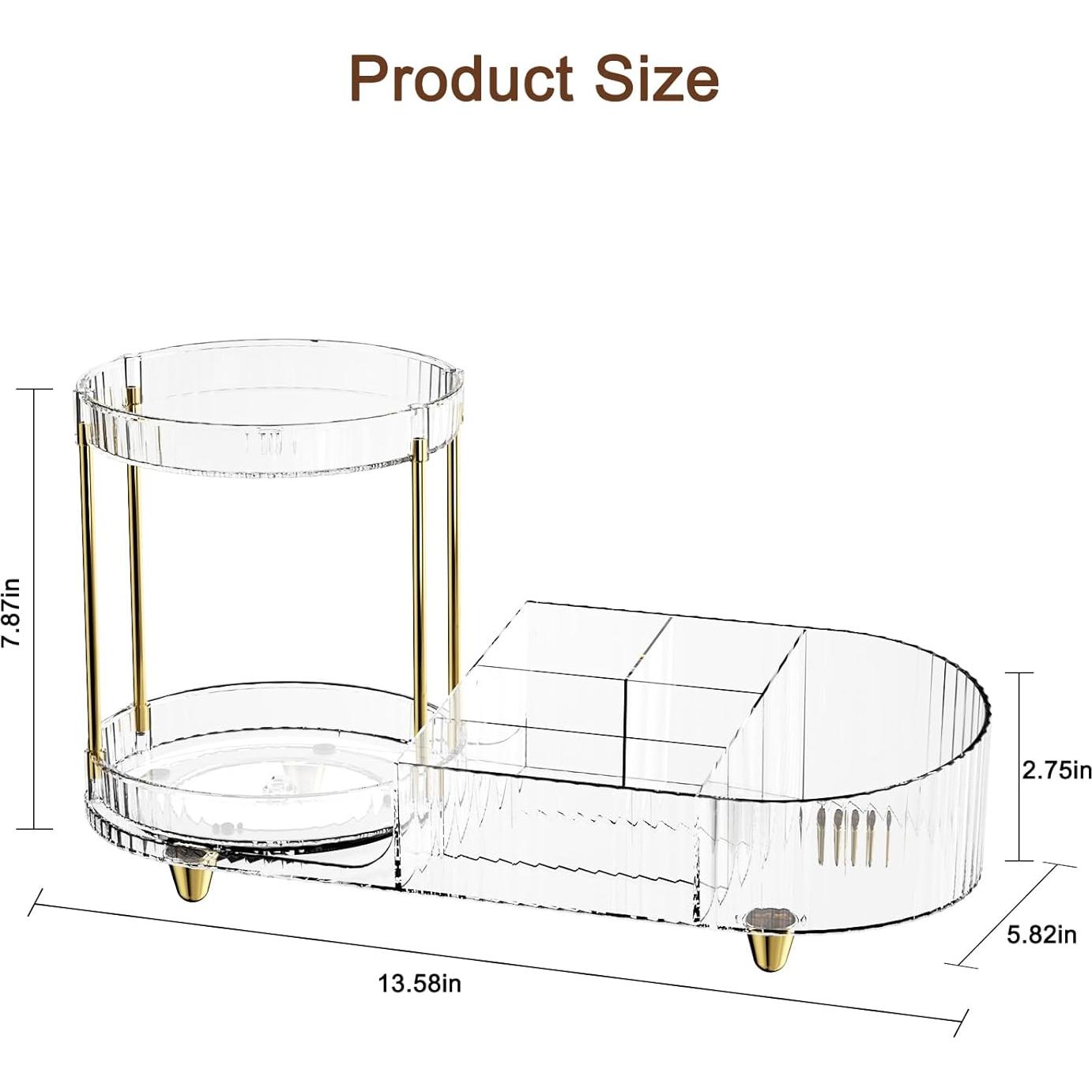 Organizador de Maquillaje Rotativo Jywantful 14.76x34.5cm Transparente