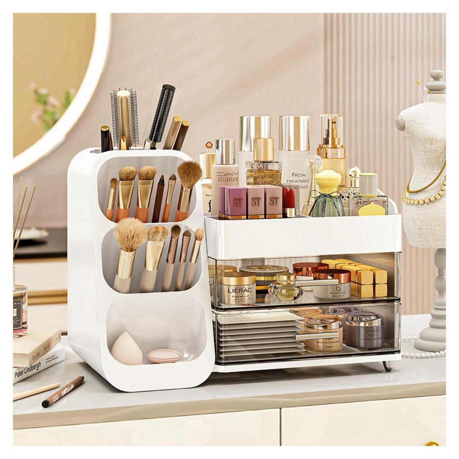 Organizador de Maquillaje KQJS Blanco con Cajones 36.3x19.3x25.9 cm