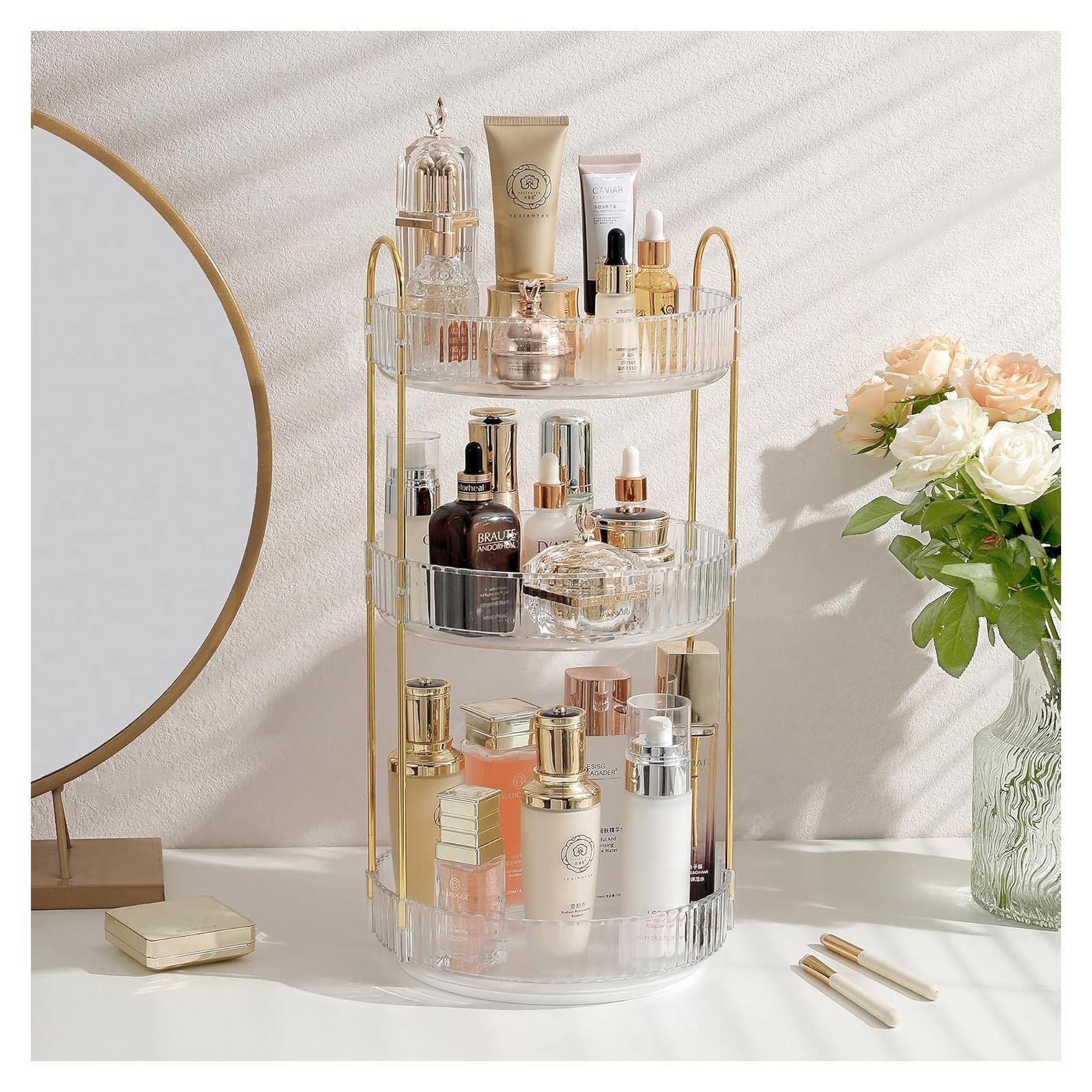 Organizador de Maquillaje Rotativo Aveniee 3 Niveles Blanco