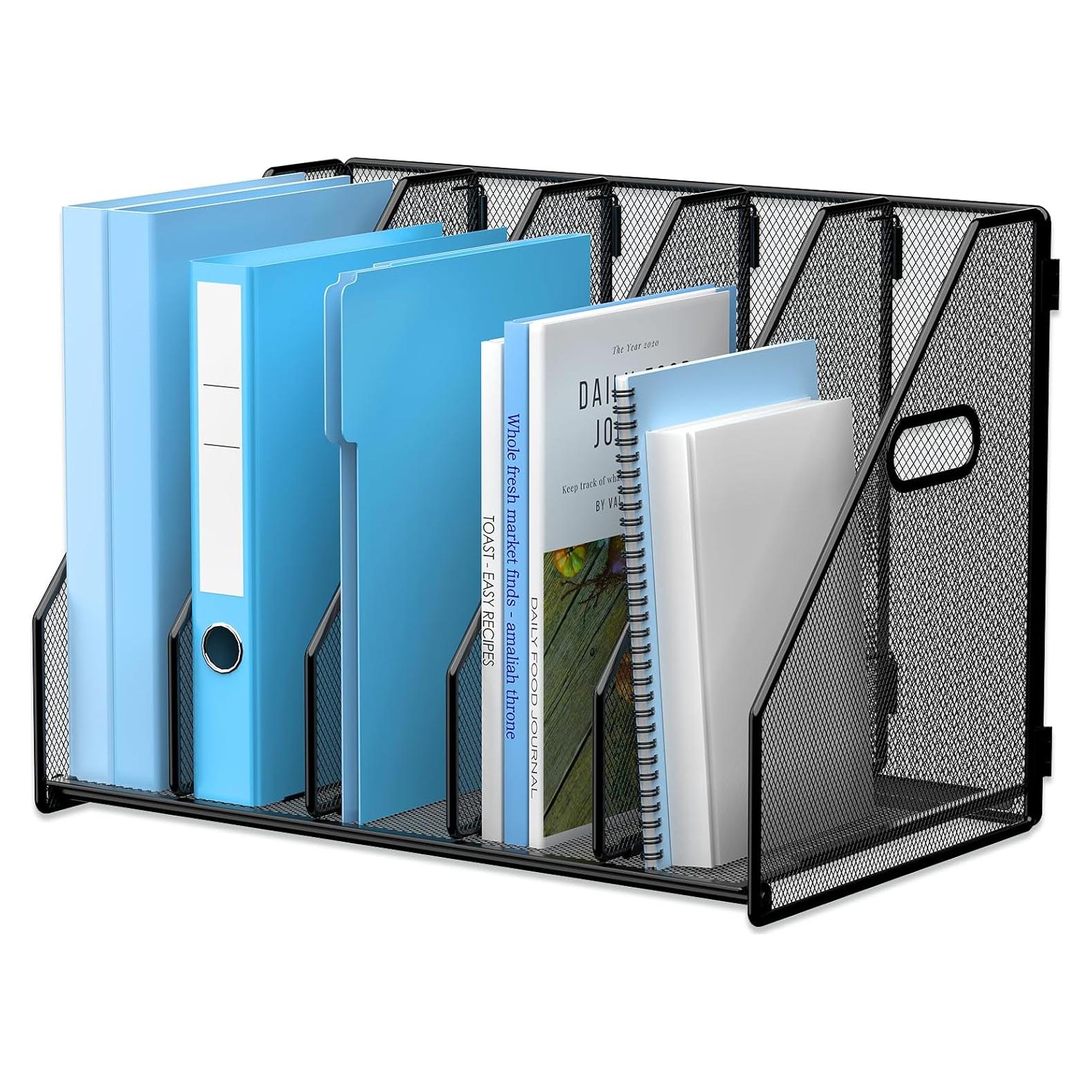 Organizador de Archivos Vertical MINDEPOT 5 Compartimentos Metal Negro