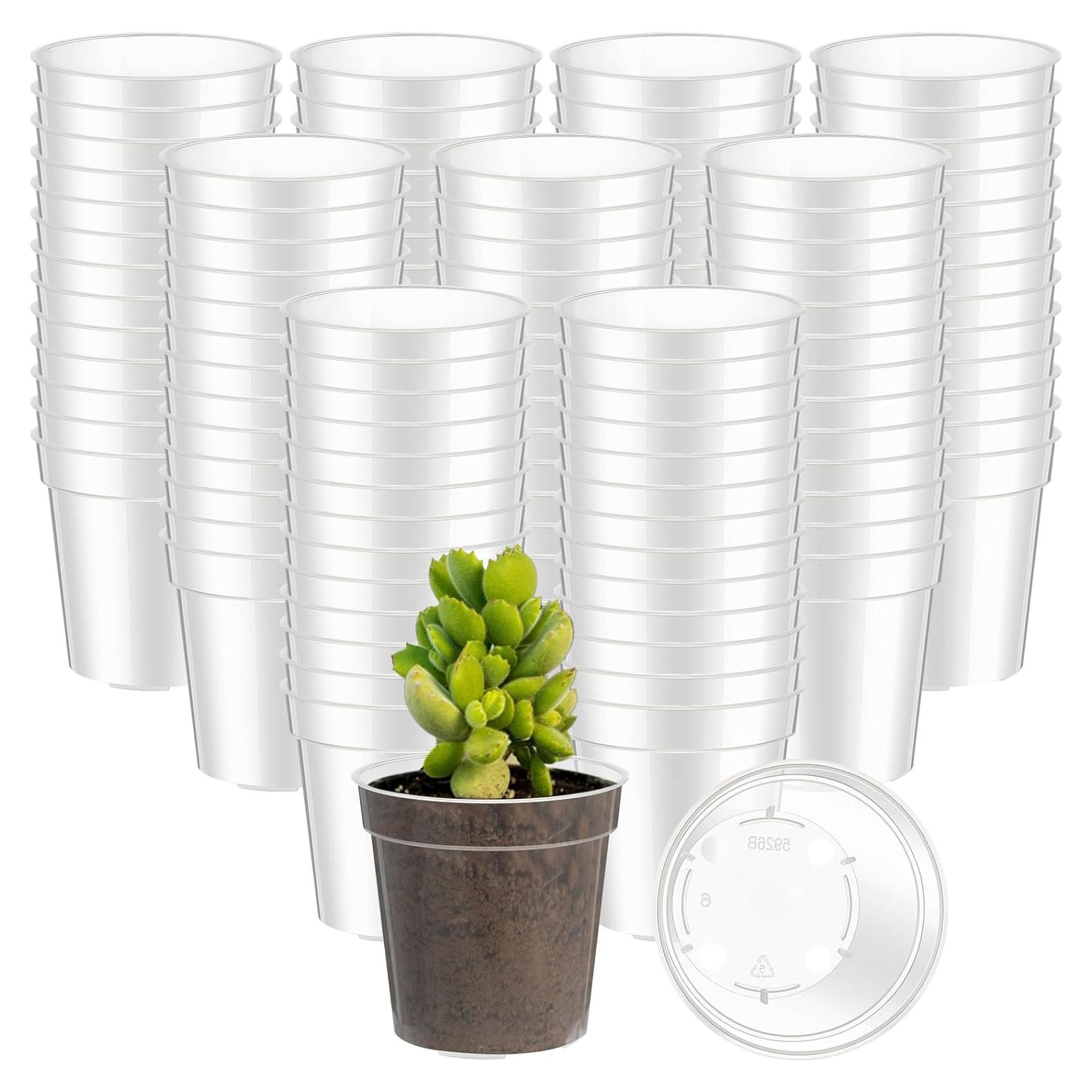 Macetas de Plástico Transparentes 5 cm Yaomiao - 200 Pcs con Drenaje