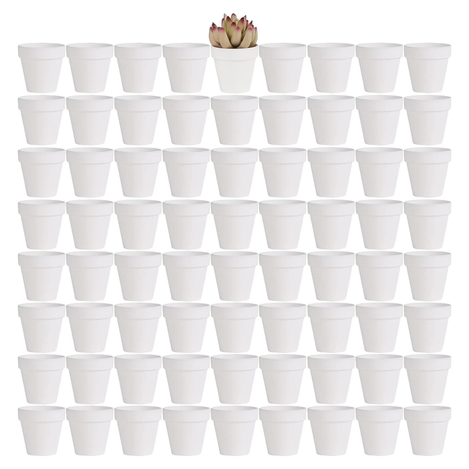 Yishang 72 Macetas de Terracota Blanca 6.35 cm con Drenaje