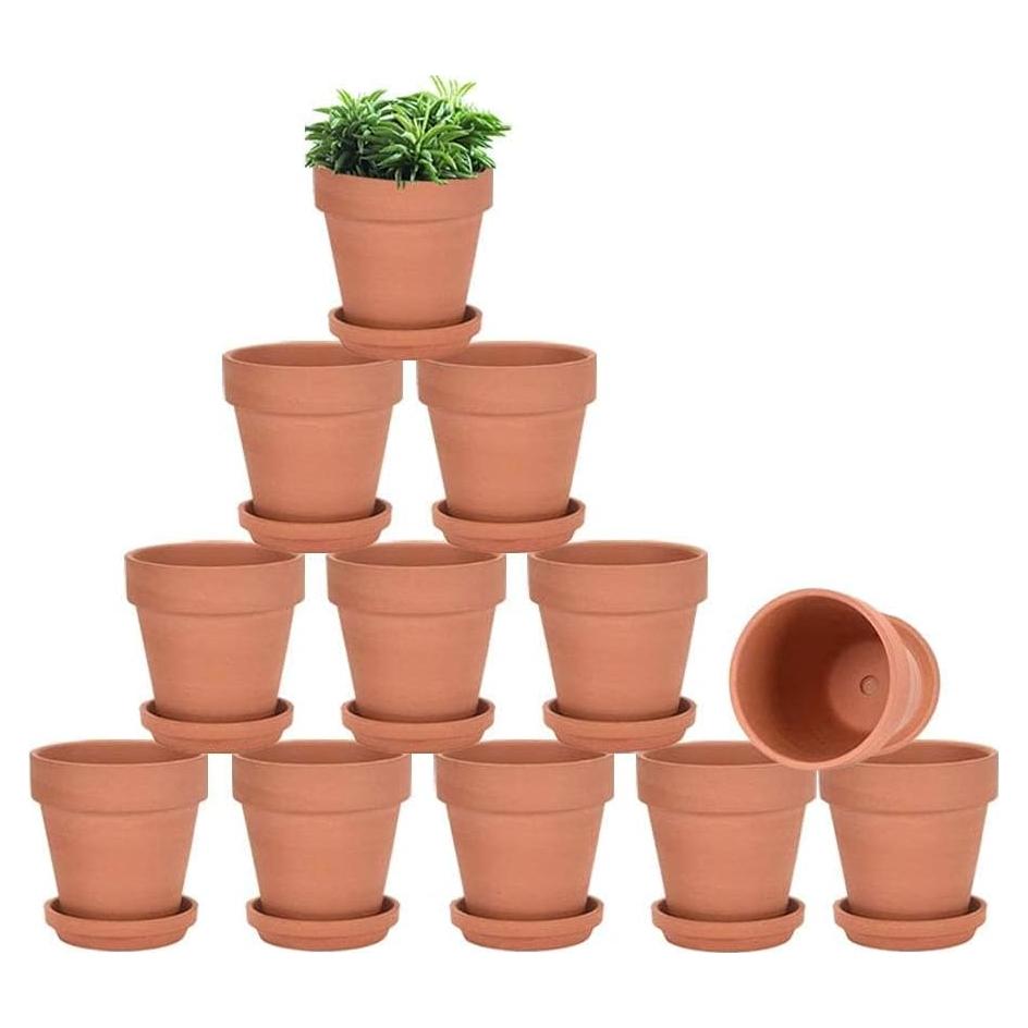 Macetas de Arcilla Vensovo 3" con Plato - Paquete de 12