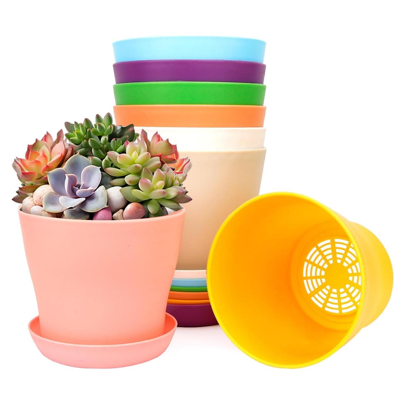 Macetas de 11.94 cm Bluckincle, Paquete de 8 Coloridas con Drenaje