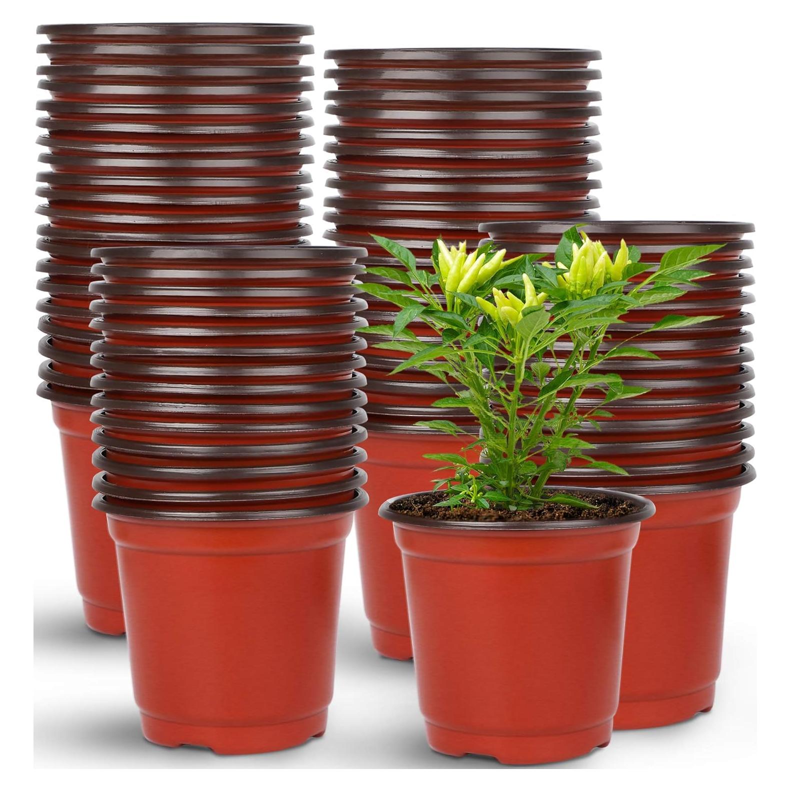 150 Macetas de Plástico Augshy 10.16 cm para Vivero