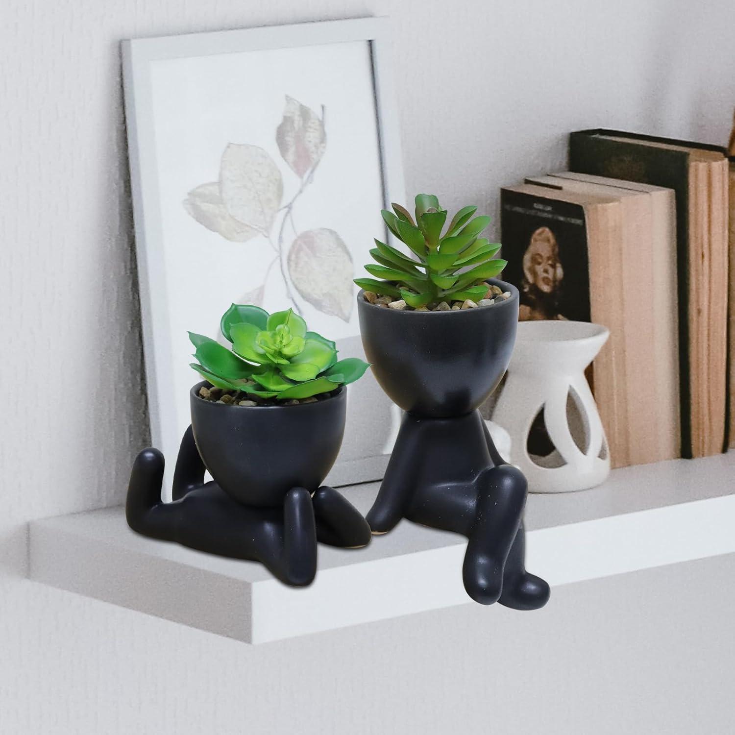 Zerzsy 3 PCS Plantas Suculentas Artificiales en Macetas Cerámicas