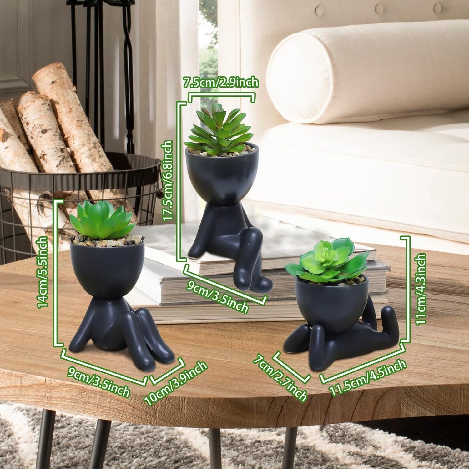 Zerzsy 3 PCS Plantas Suculentas Artificiales en Macetas Cerámicas