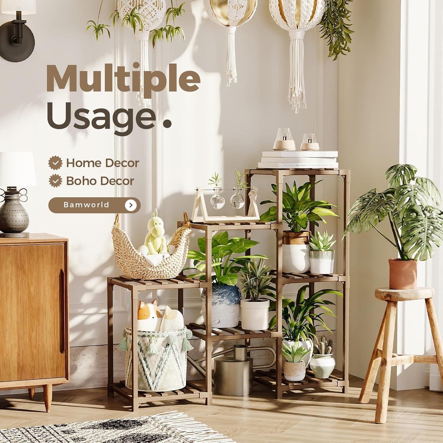 Soporte de Plantas Bamworld 3 Niveles Madera Carbonizada 68 kg