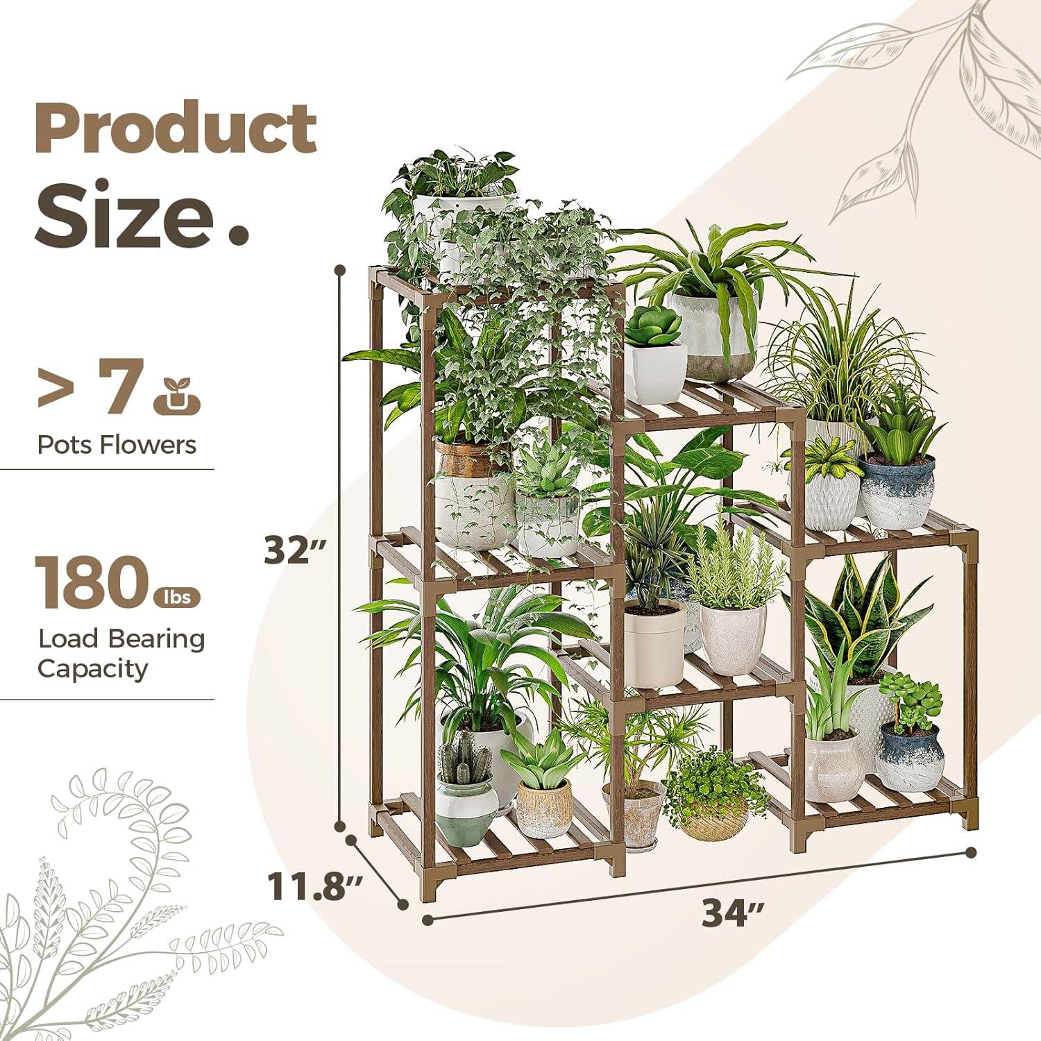 Soporte de Plantas Bamworld 3 Niveles Madera Carbonizada 68 kg
