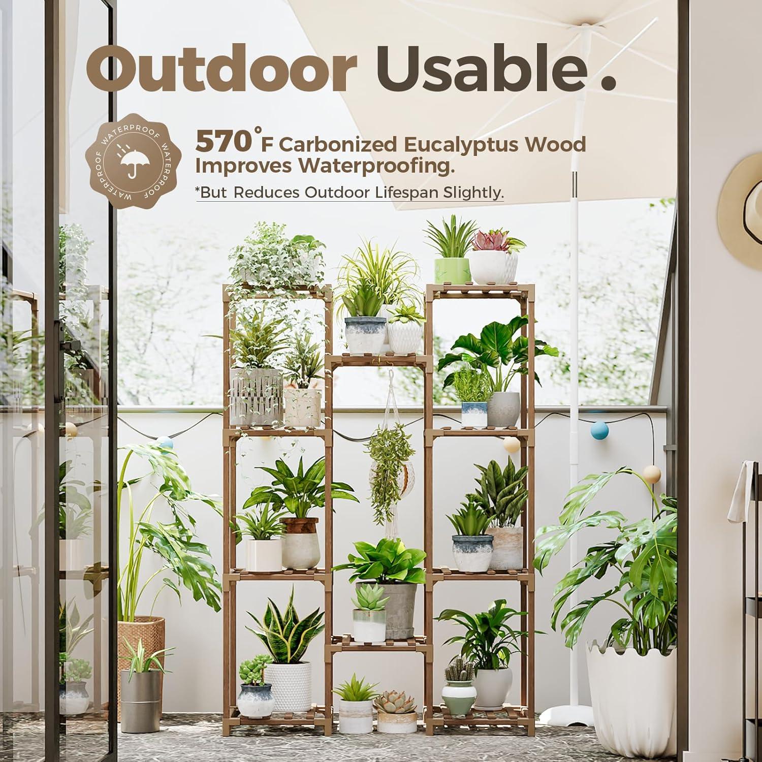 Soporte de Plantas Bamworld de Madera Carbonizada 10 Estantes
