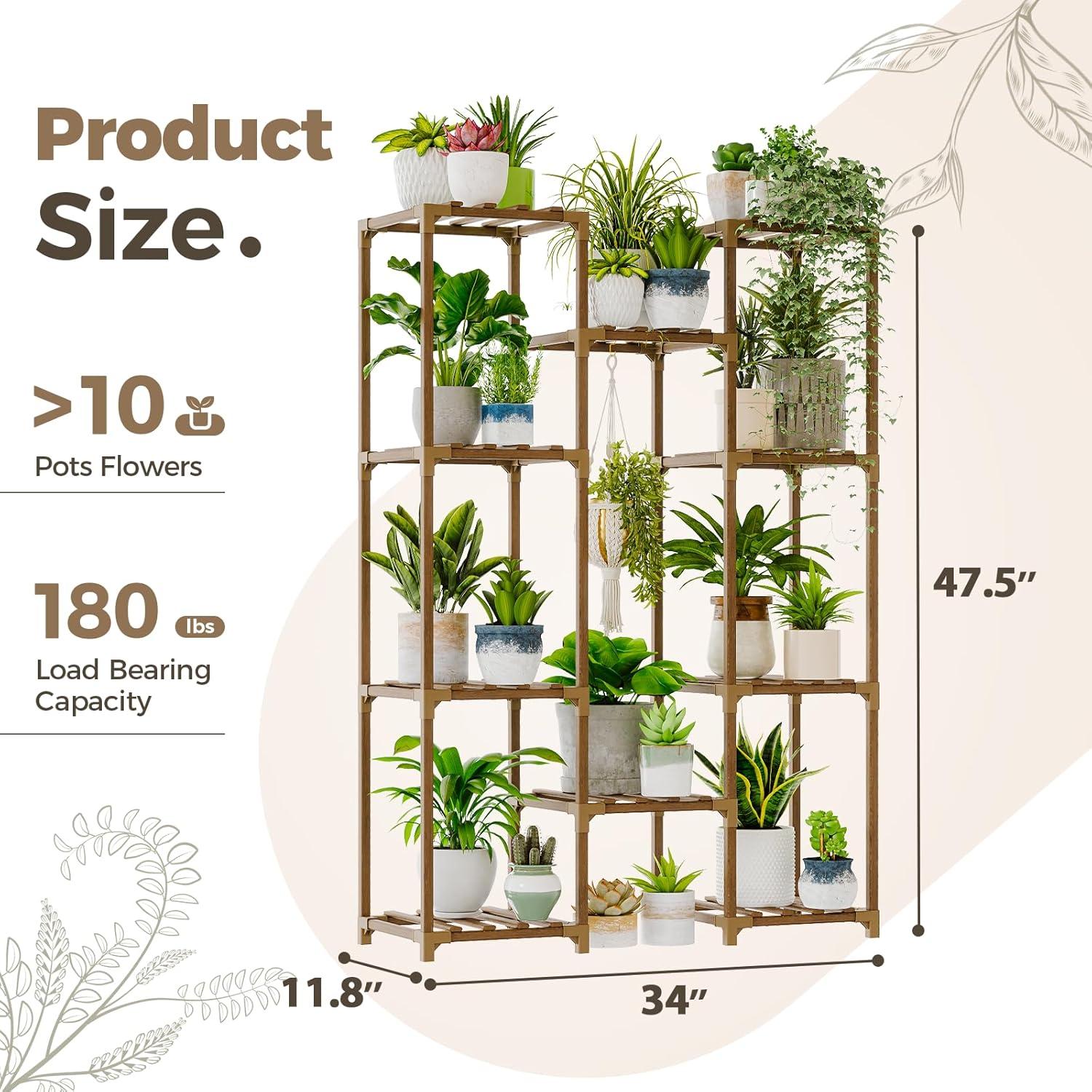 Soporte de Plantas Bamworld de Madera Carbonizada 10 Estantes
