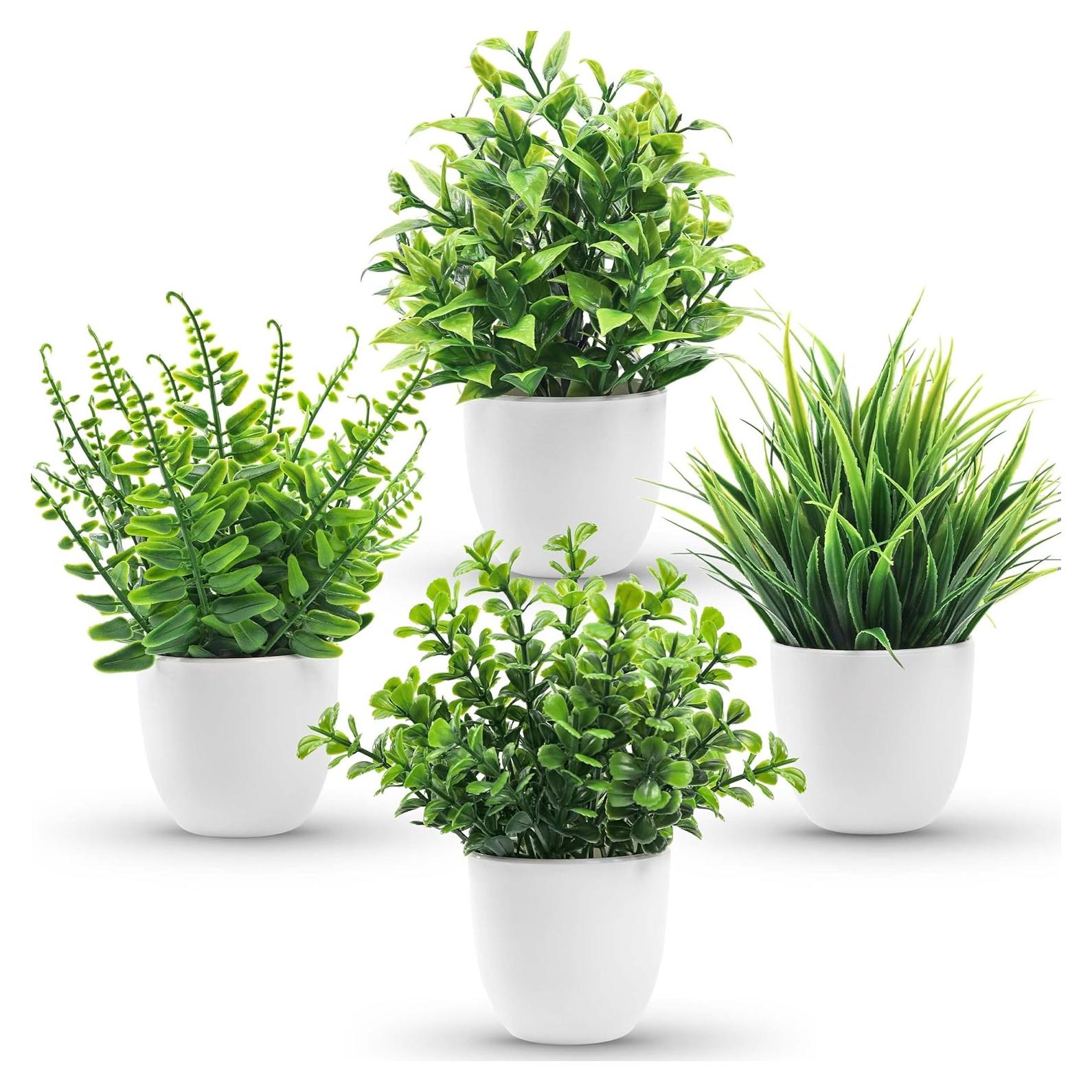 Plantas Artificiales en Macetas Der Rose - 4 Piezas Decorativas