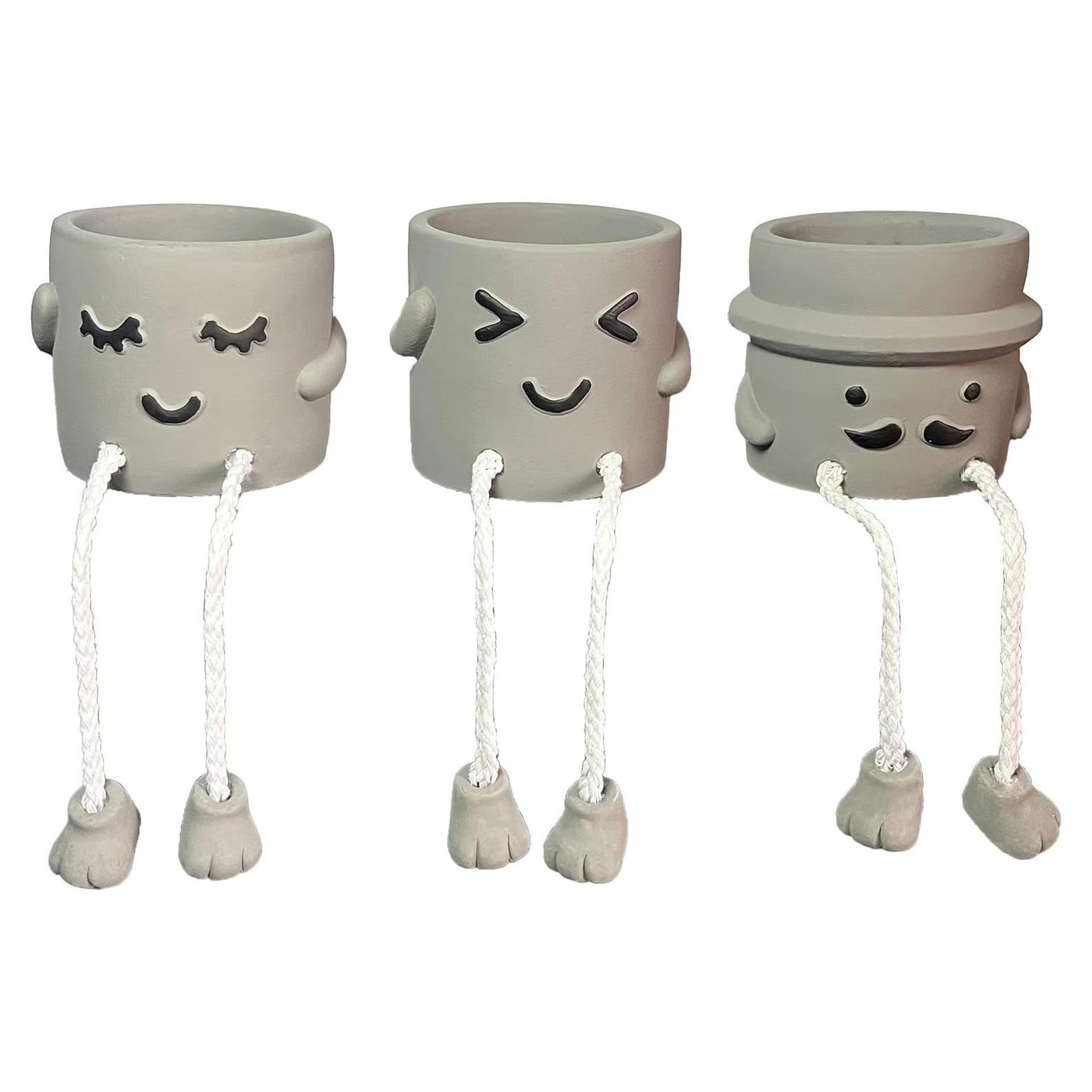 3 Macetas de Concreto con Pierna Larga Sizavi - Decoración Interior