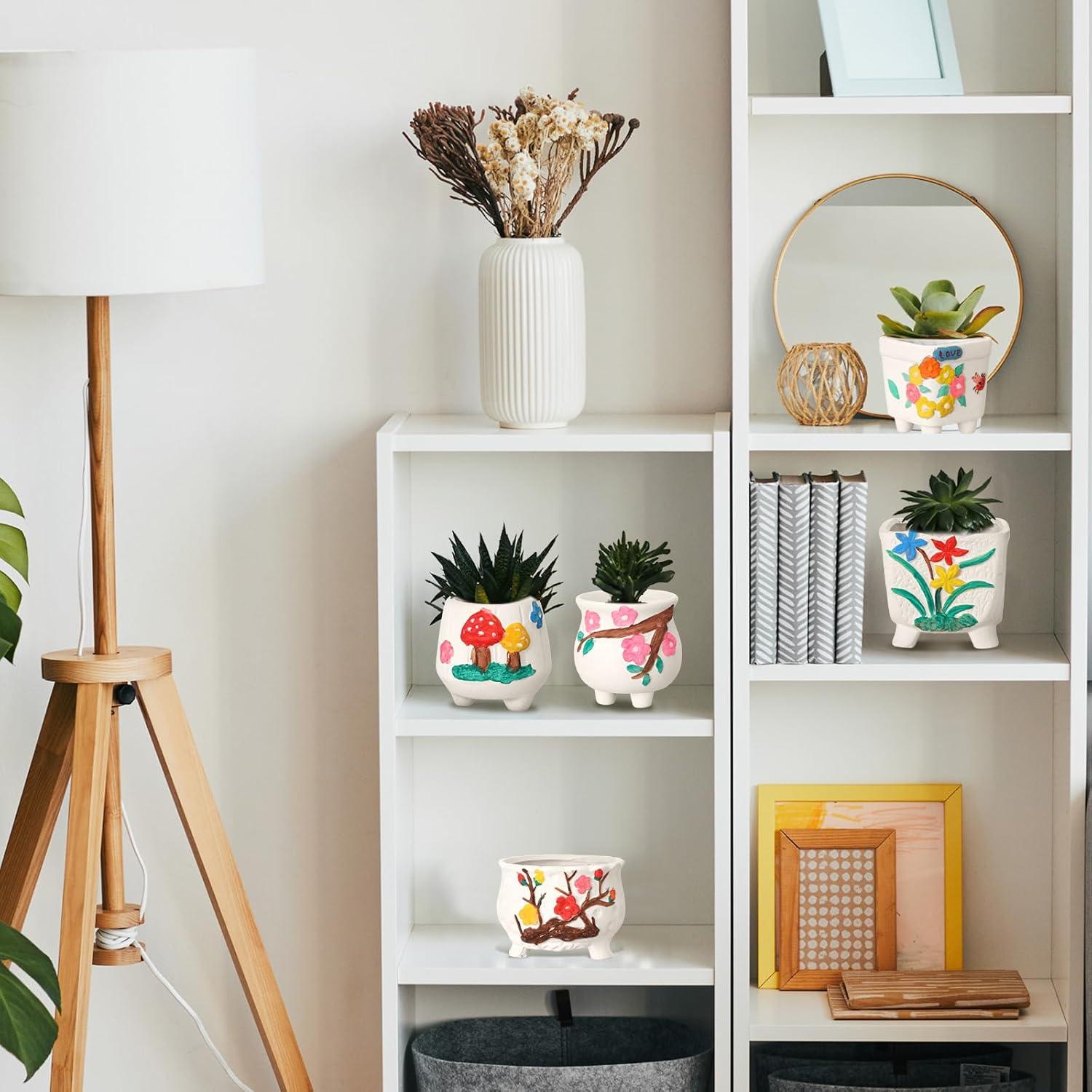 Hushee 12 Macetas Cerámicas Pintables para Suculentas DIY