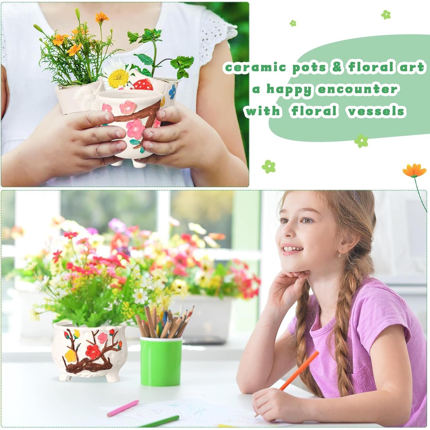 Hushee 12 Macetas Cerámicas Pintables para Suculentas DIY