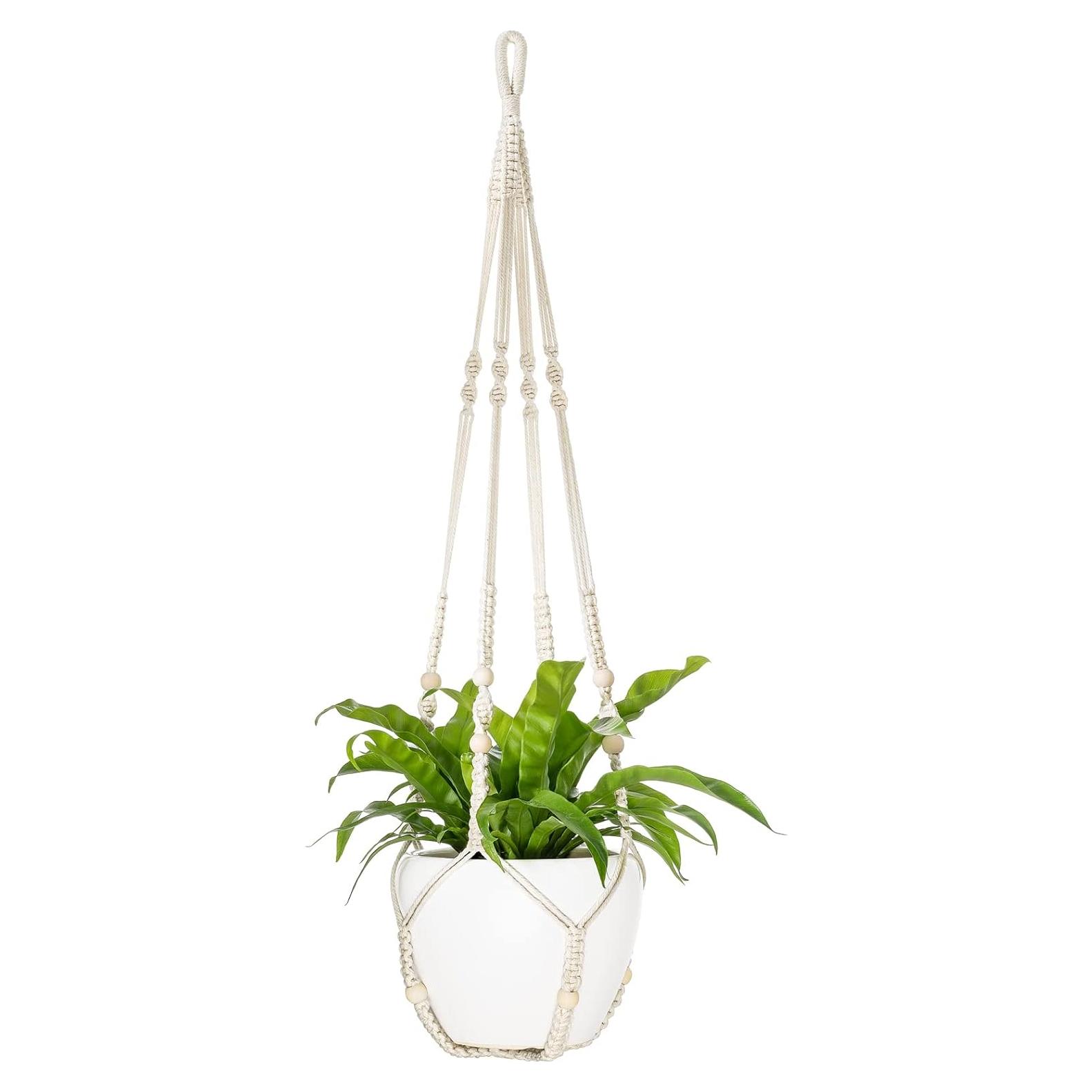 Colgador de Plantas de Macramé Mkono 109 cm Marfil para Macetas 30 cm