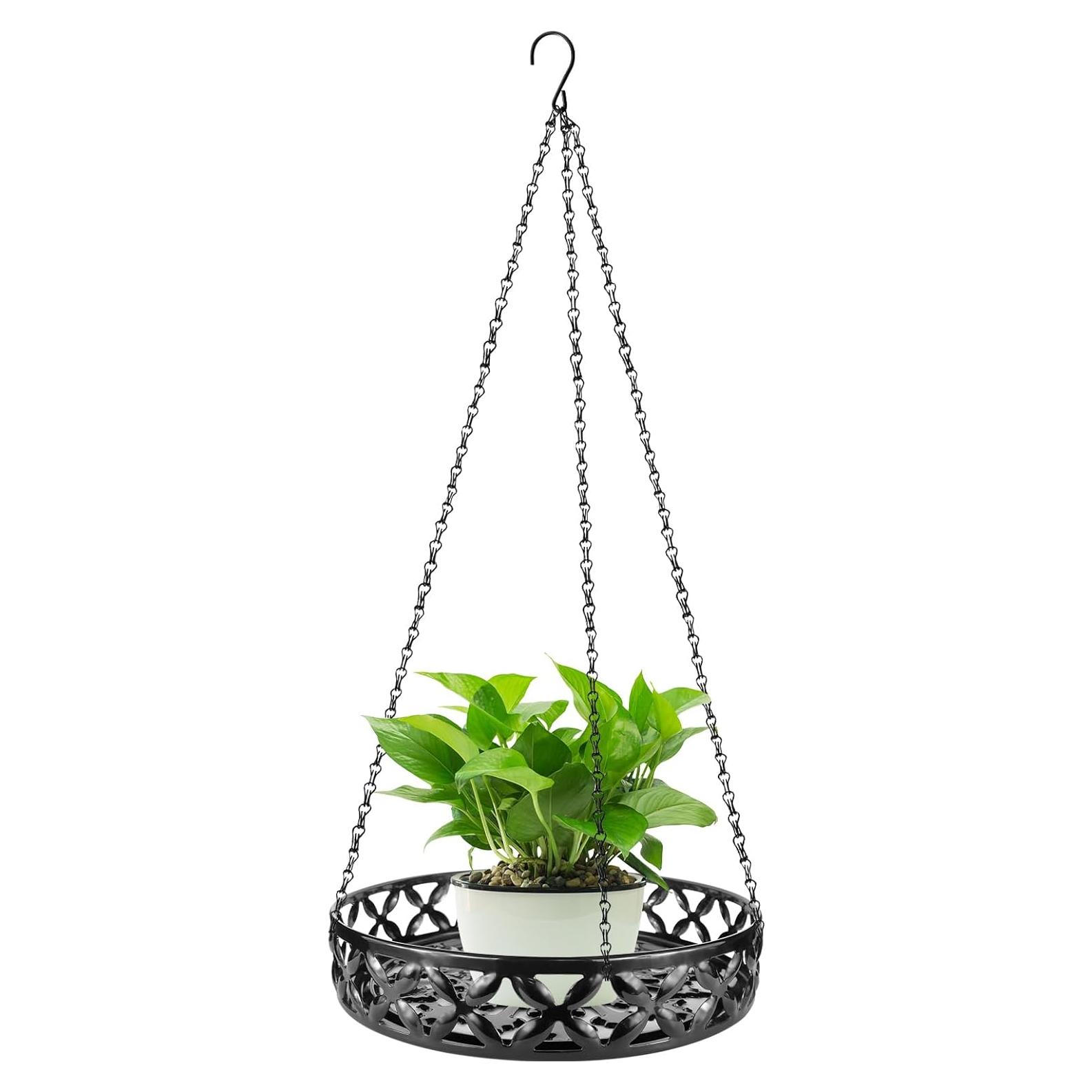 Soporte Colgante para Plantas AOEIWUUP Metal Negro 24.9cm