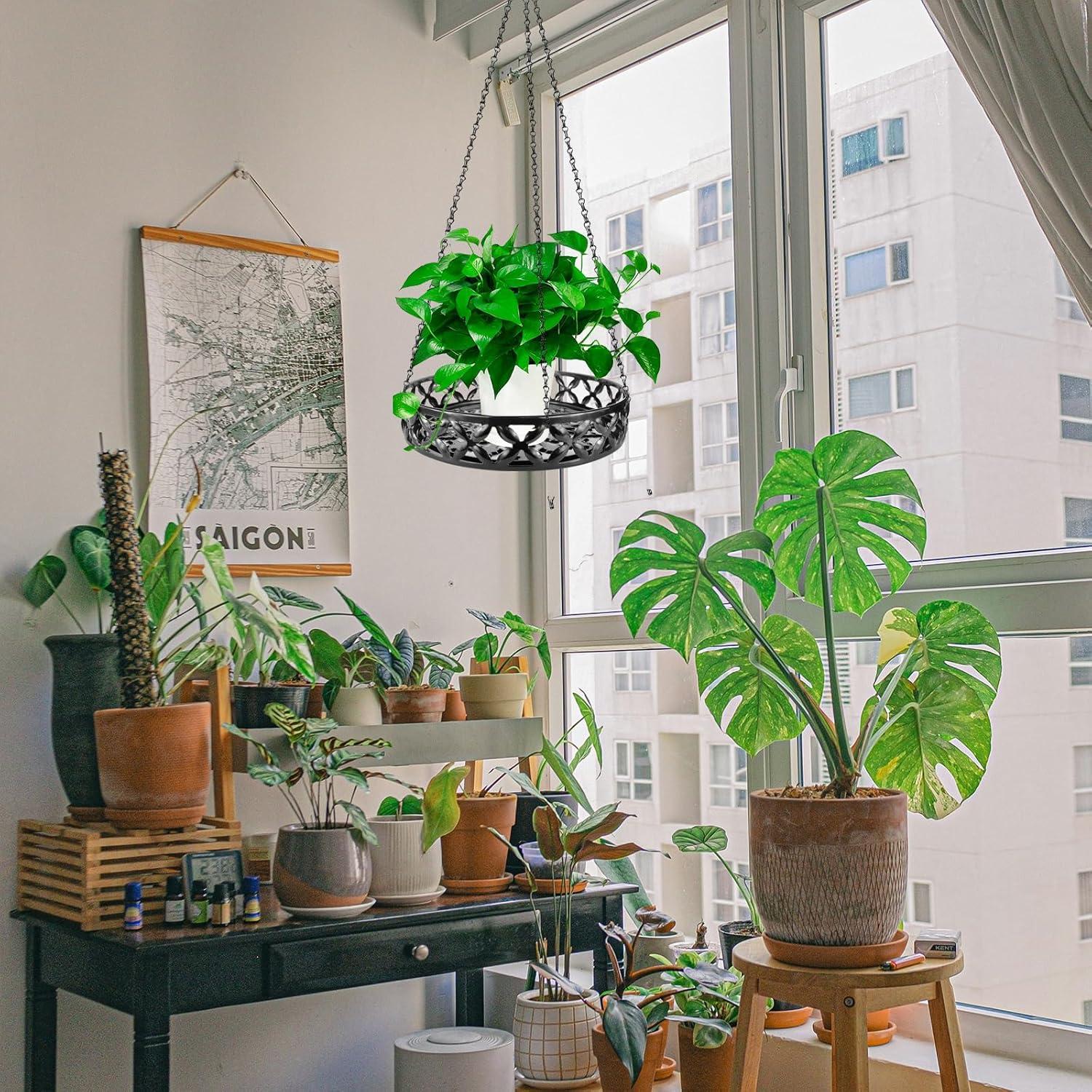 Soporte Colgante para Plantas AOEIWUUP Metal Negro 24.9cm