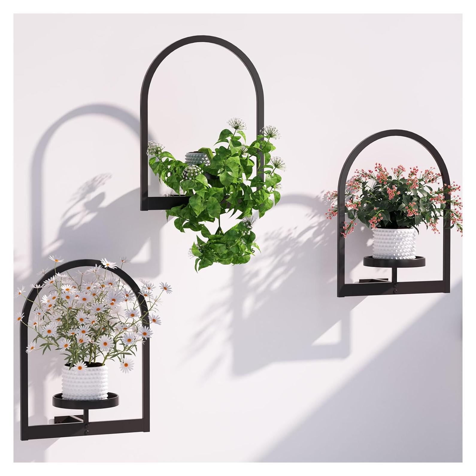 Soporte de Planta de Pared Flenpptly 3 Paquete Negro 40x30 cm