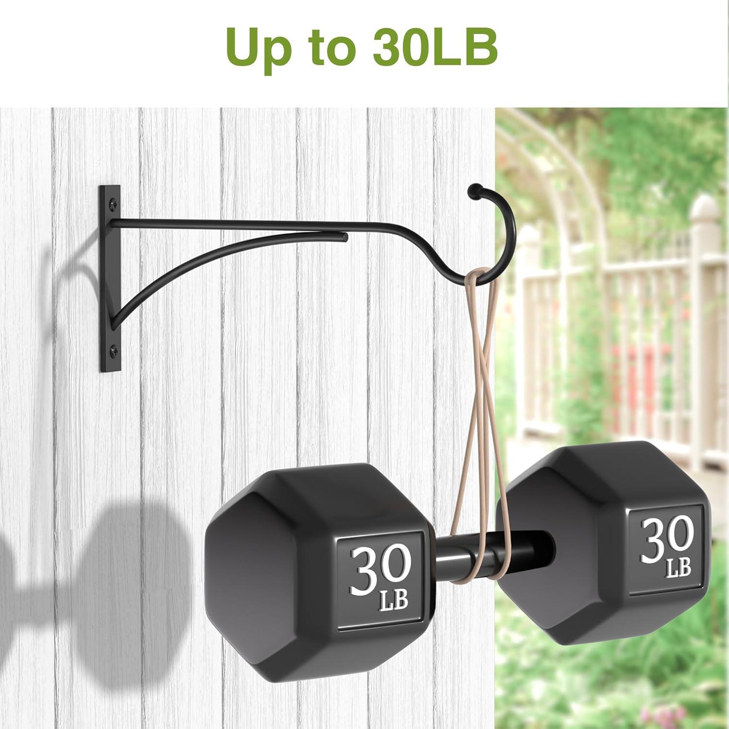 Ganchos para Plantas Saffruff 28 cm Metal Negro Soporte 13.6 kg