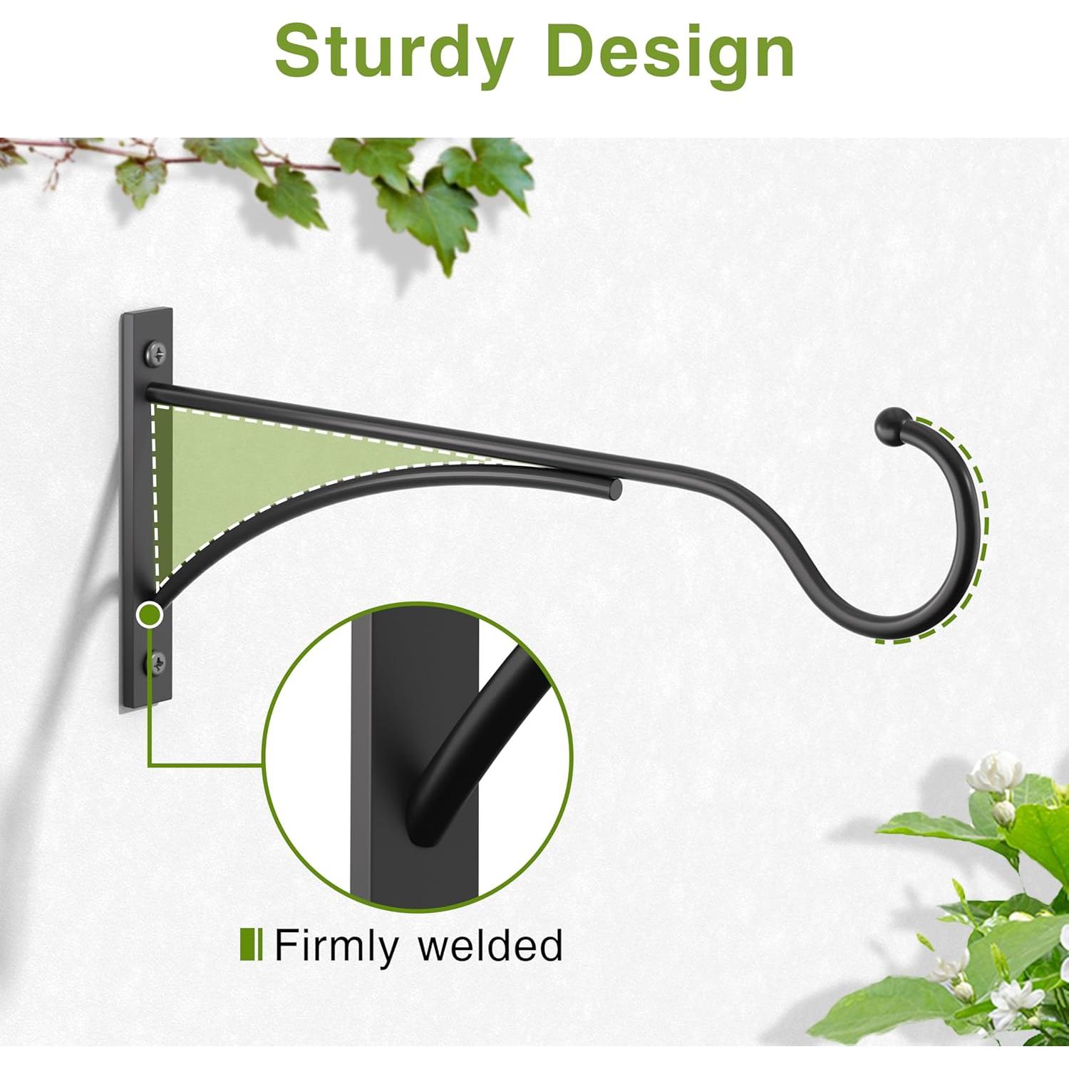 Ganchos para Plantas Saffruff 28 cm Metal Negro Soporte 13.6 kg