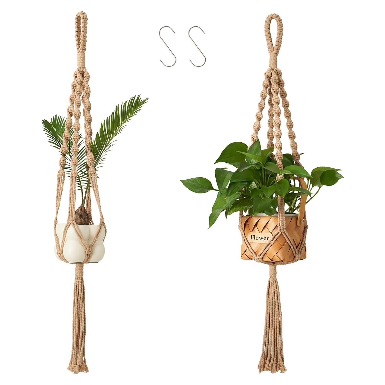 Soportes de Plantas de Macramé Nashibowu 70 cm 2 Pcs Interior Exterior