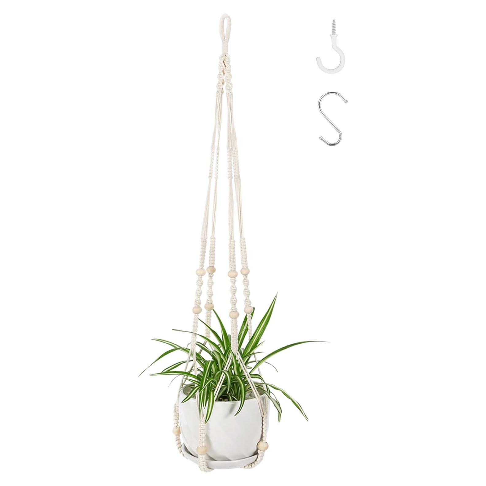 Colgador de Plantas de Macramé WXS-CHALL 109 cm Marfil