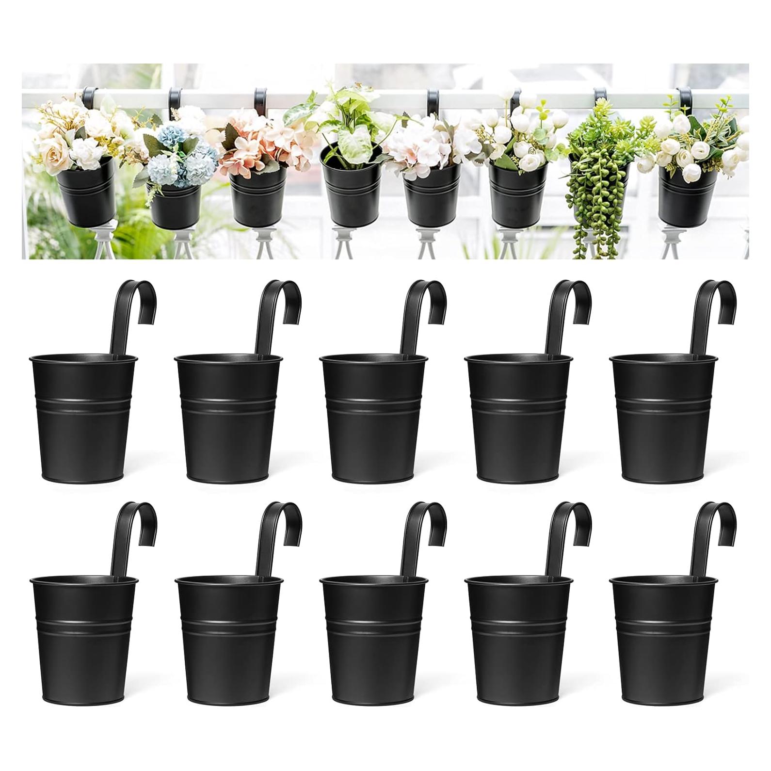 Macetas Colgantes de Metal Dahey 10 Pcs 10.16 cm Negro