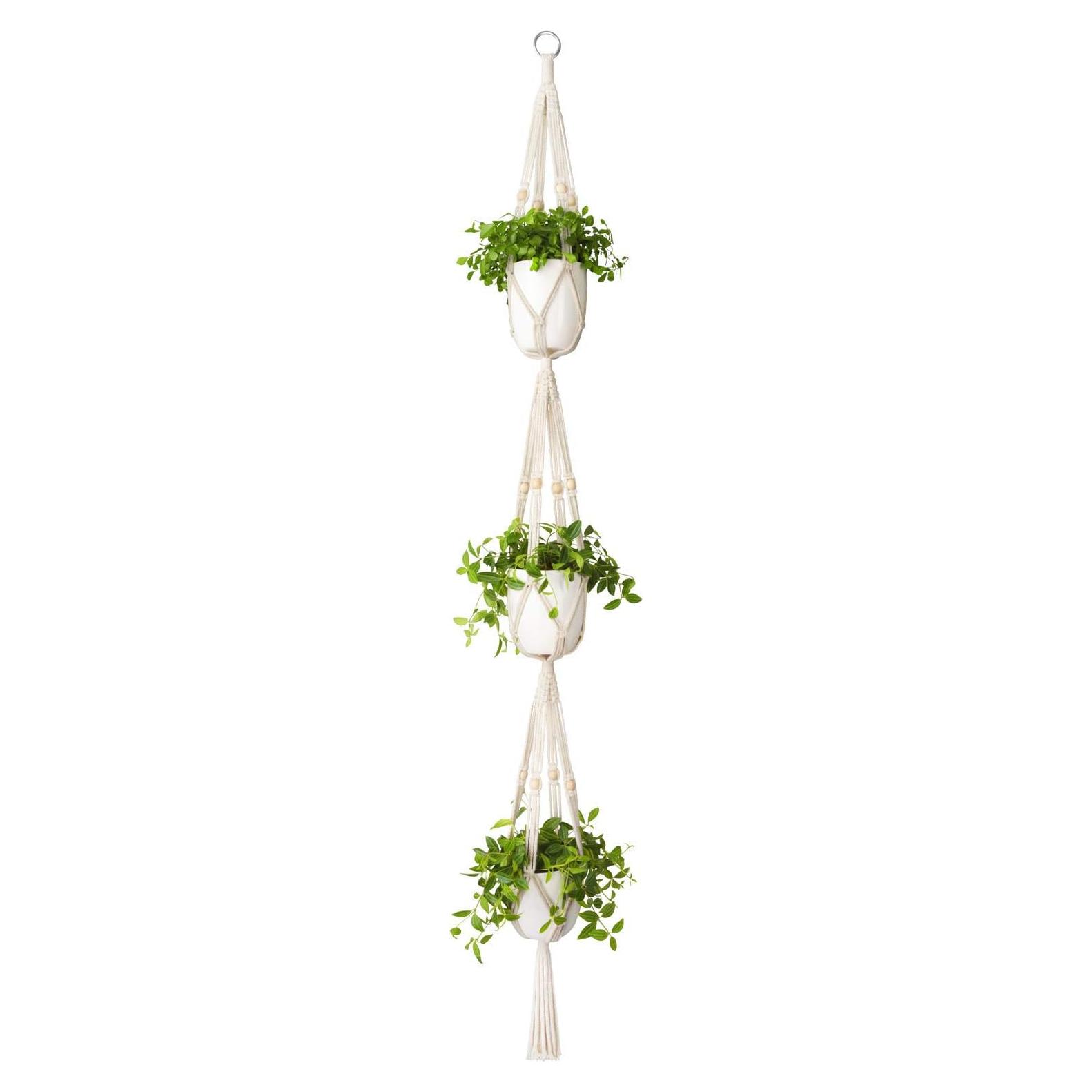 Colgador de Plantas de Macramé Mkono 3 Niveles Algodón 177.8 cm