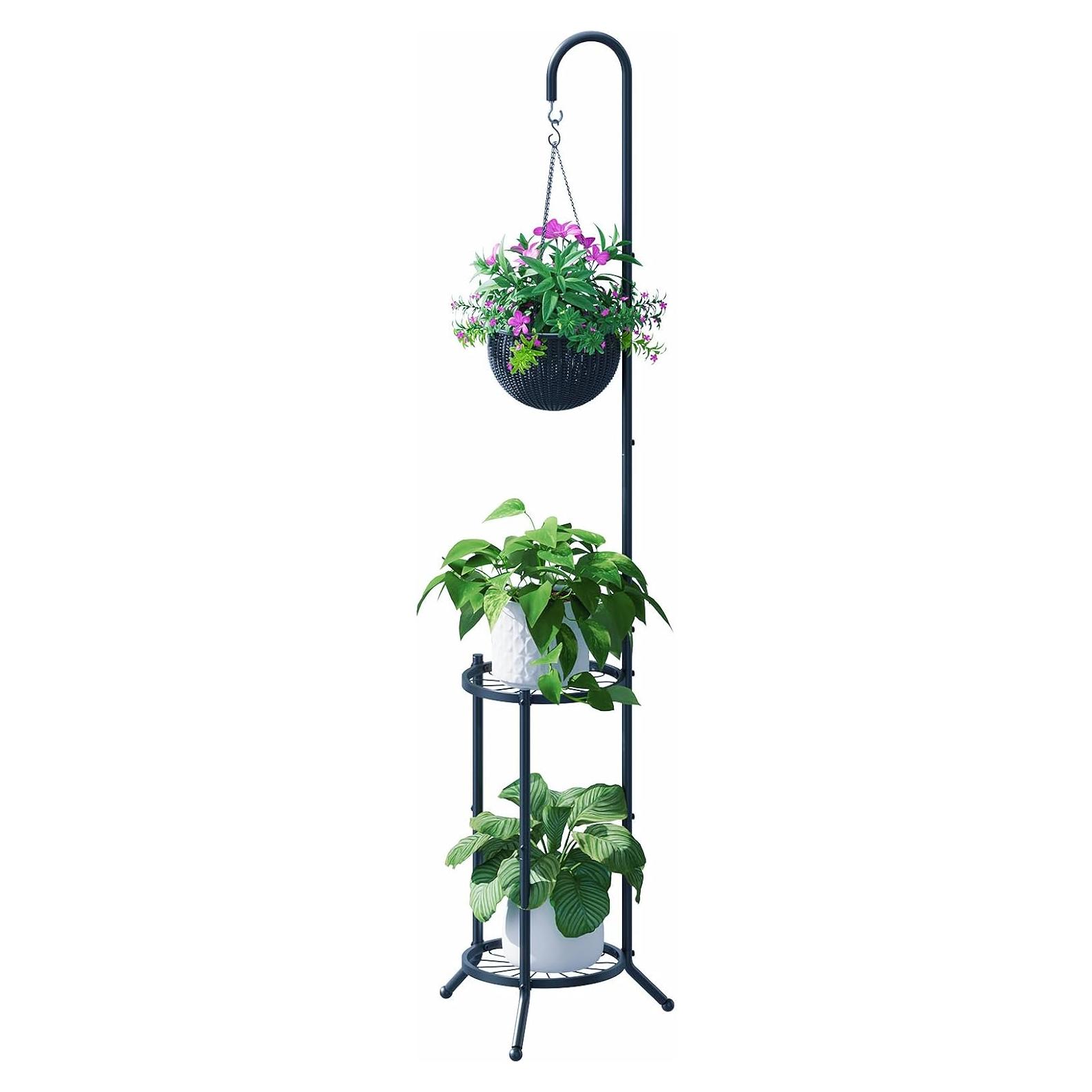 Soporte Colgante para Plantas 2 Niveles Chentingjiaju Negro