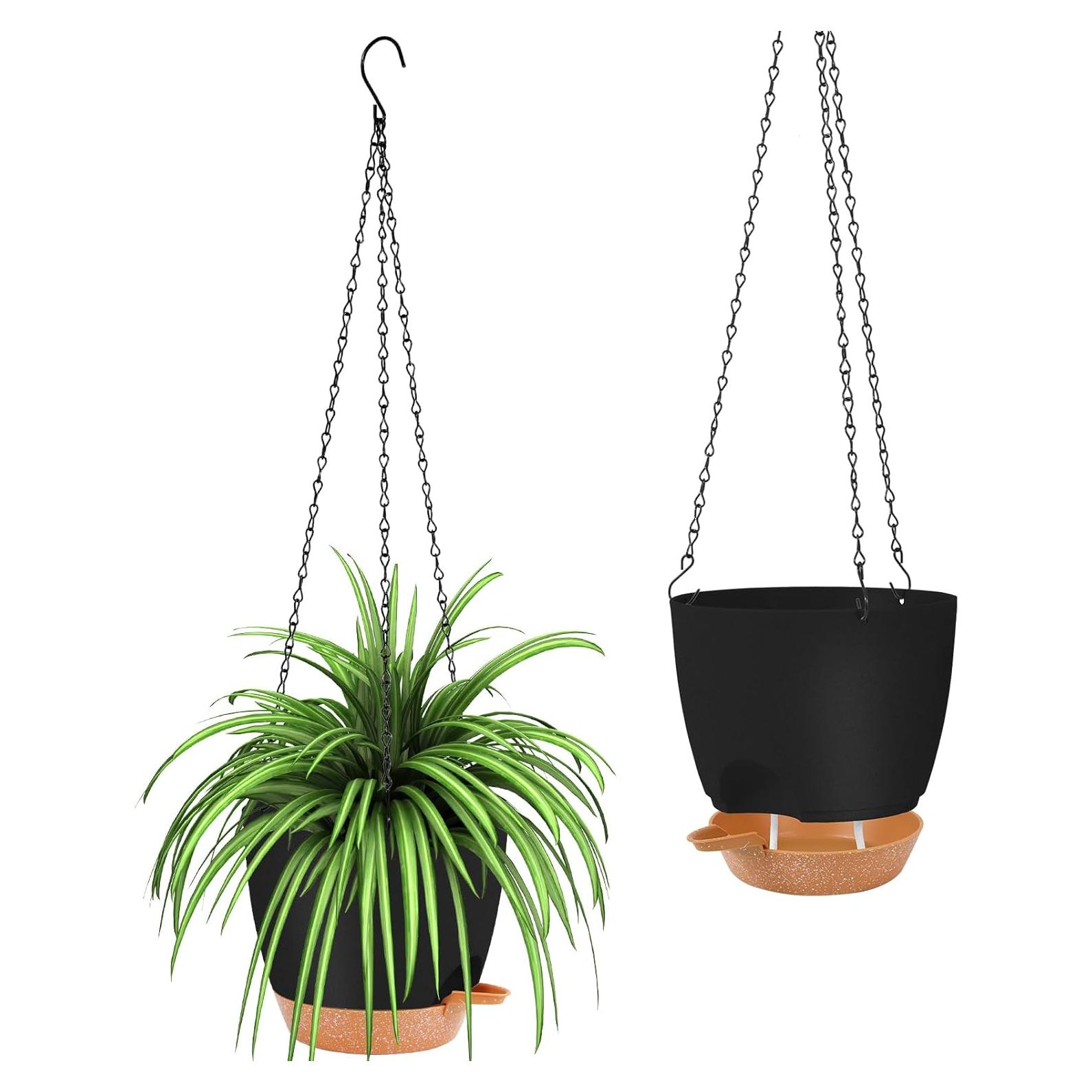 Macetas Colgantes Autorriego GARDIFE 20 cm Negras - 2 Piezas