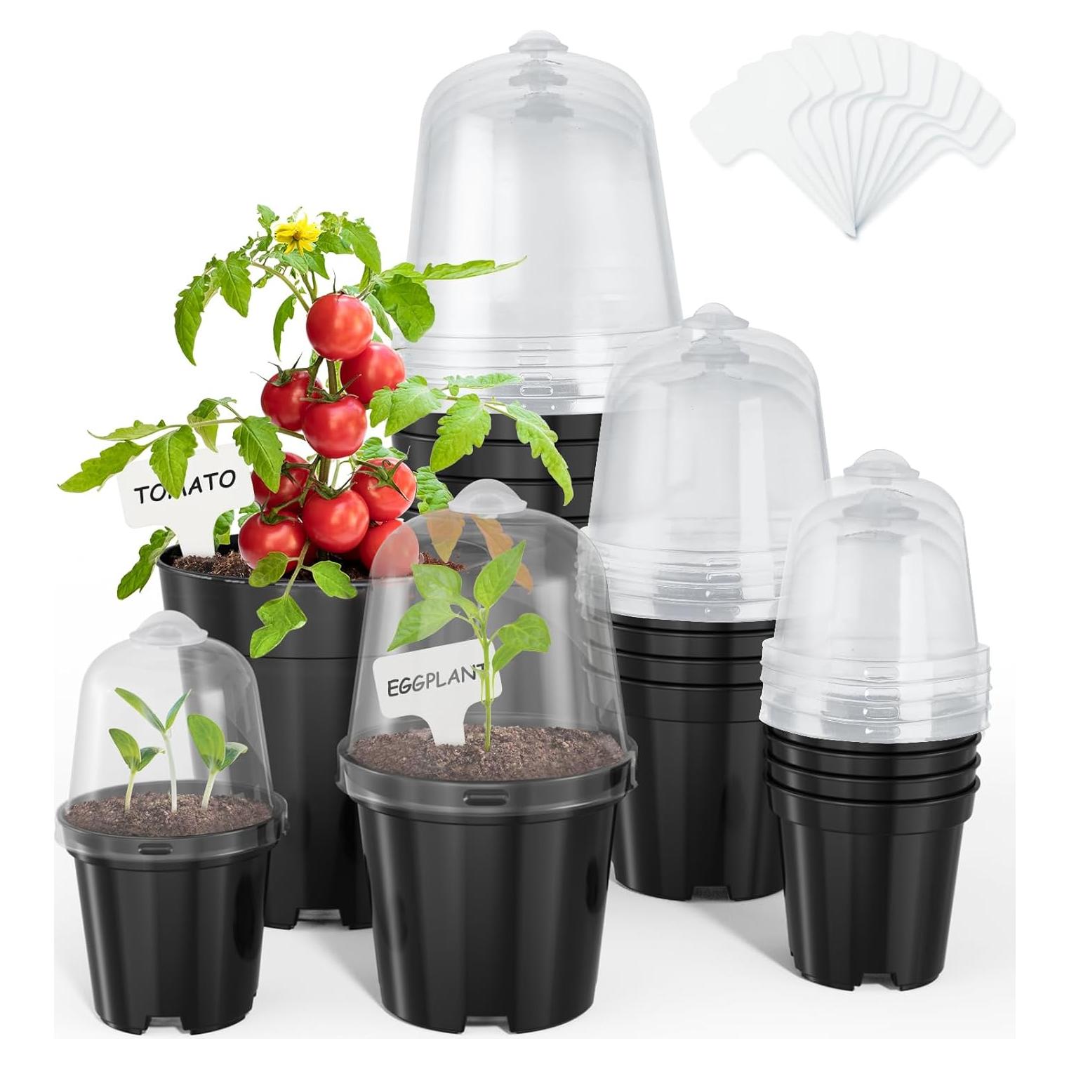 Macetas de Vivero Homenote 3/4/5 Pulgadas con Drenaje y Tapa