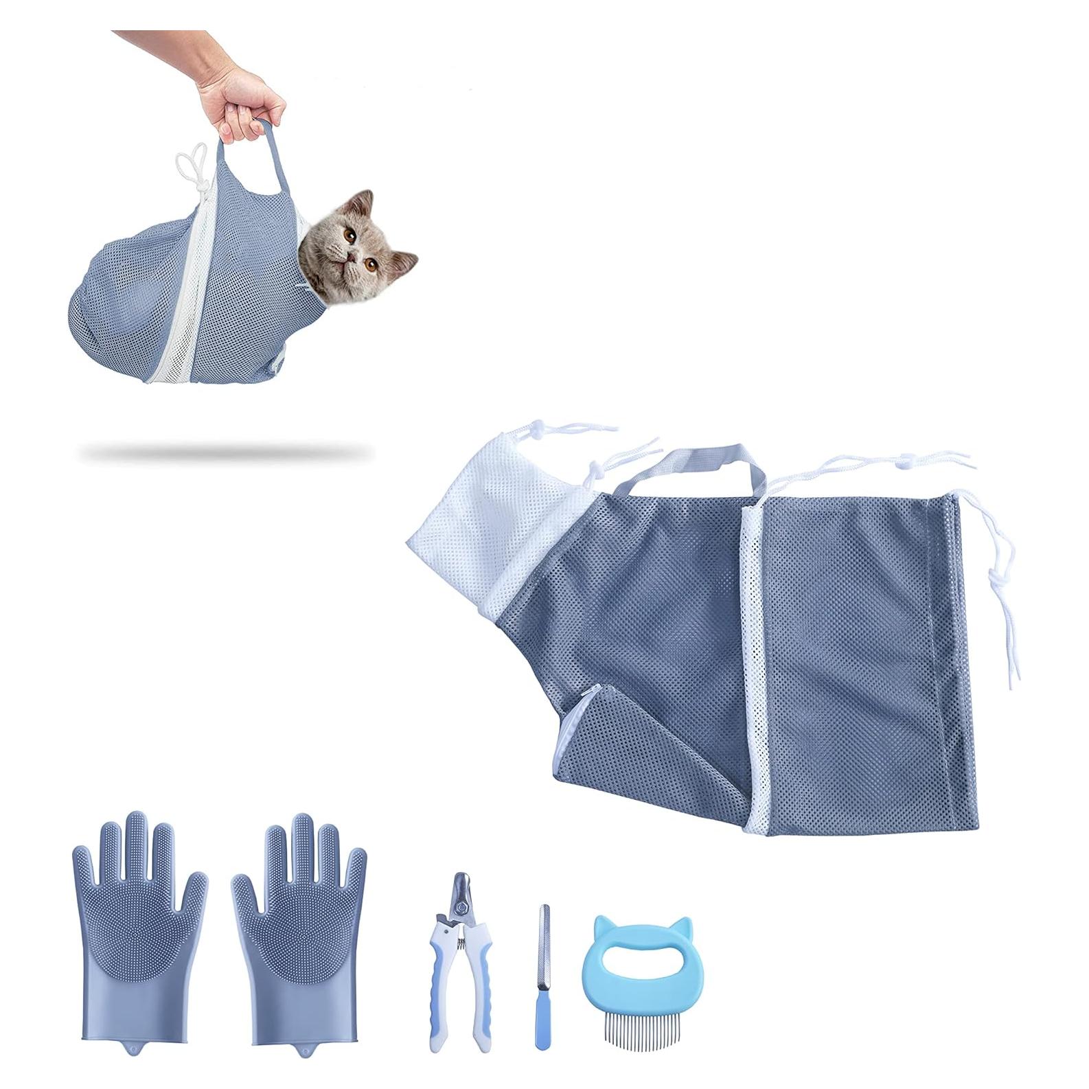 Bolsa de Baño para Gatos KlerRoem Ajustable con Accesorios