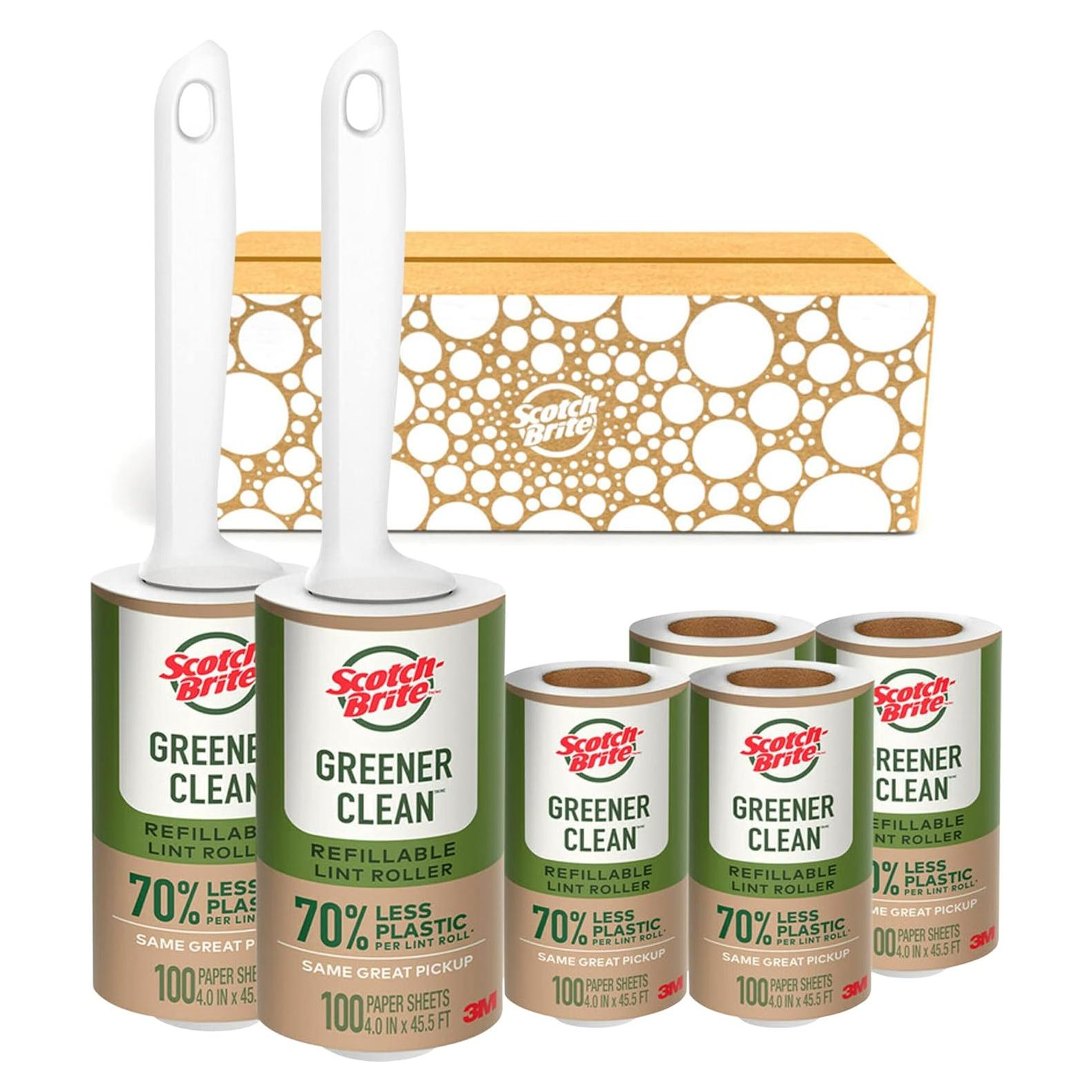 Rodillo Quitapelusa Scotch-Brite Greener Clean, 2 Rodillos + 4 Recargas