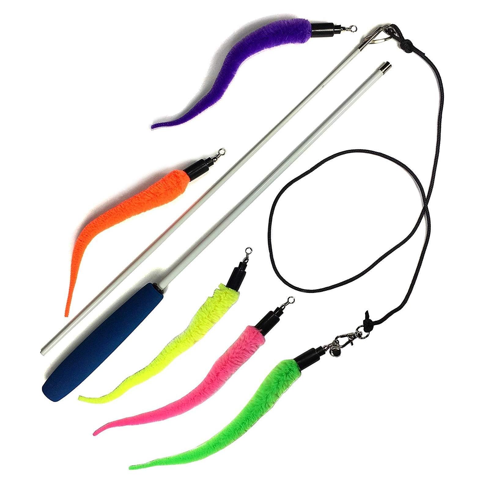 Juguete Interactivo para Gatos Pet Fit For Life - Varita + 5 Gusanos