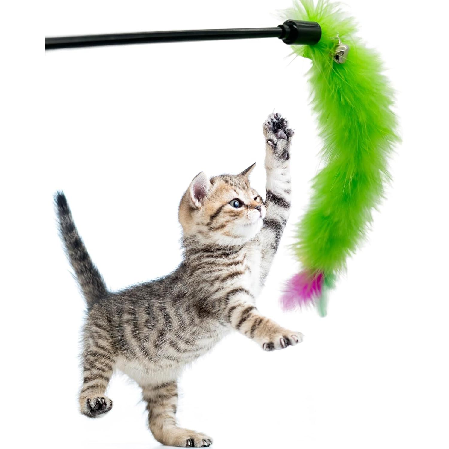 Juguetes de varita de plumas para gatos CATENEED - 6 piezas 40 cm