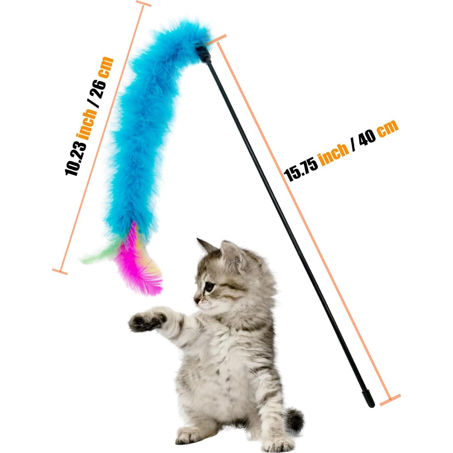 Juguetes de varita de plumas para gatos CATENEED - 6 piezas 40 cm