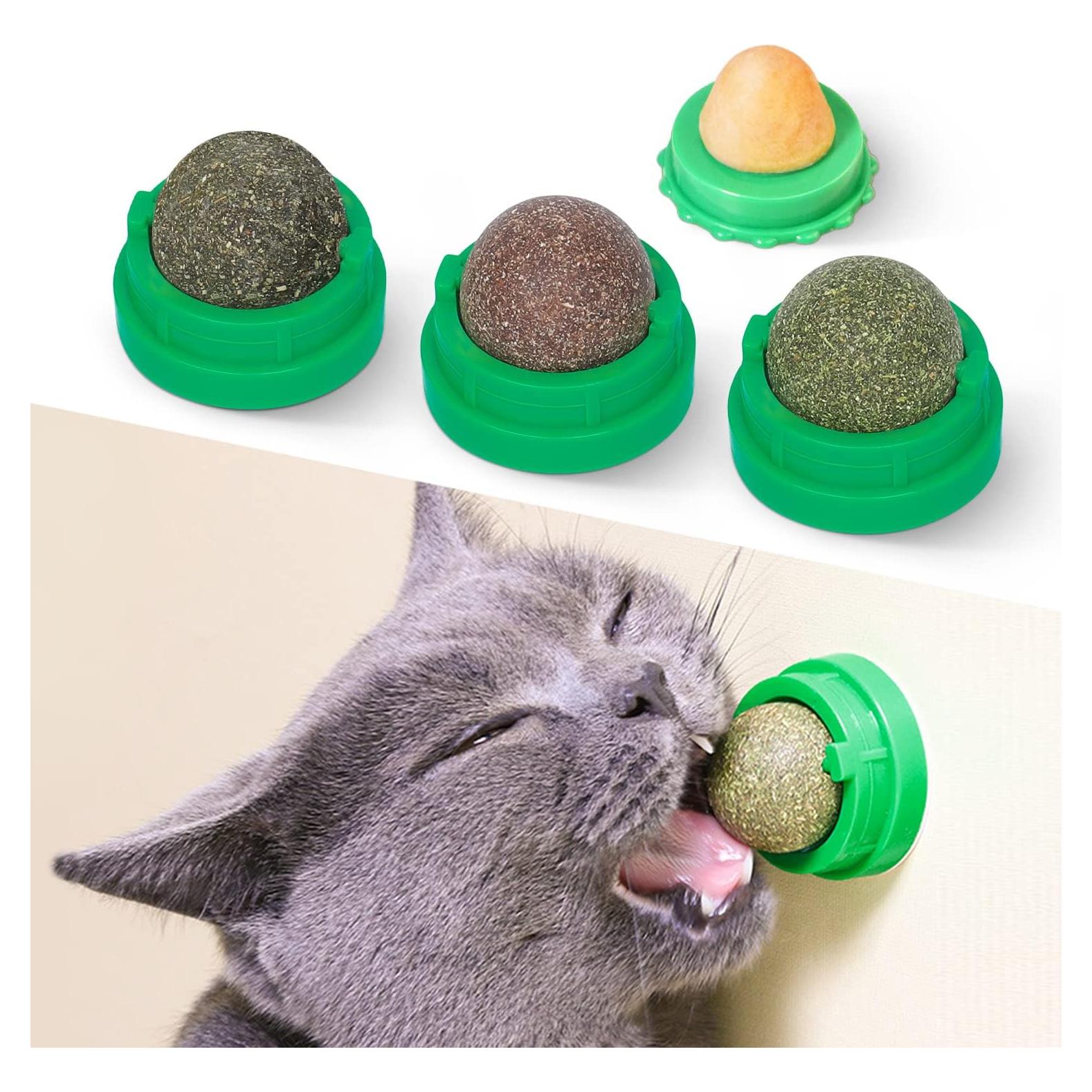Pelotas de Catnip Potaroma 4 Pcs - Juguetes Saludables para Gatos