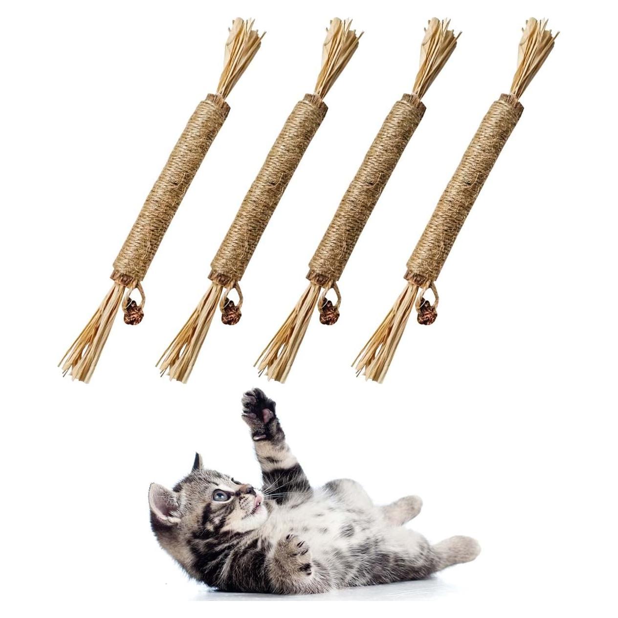 Paquete de 4 Palos de Silvervine Natural Yuntop para Gatos