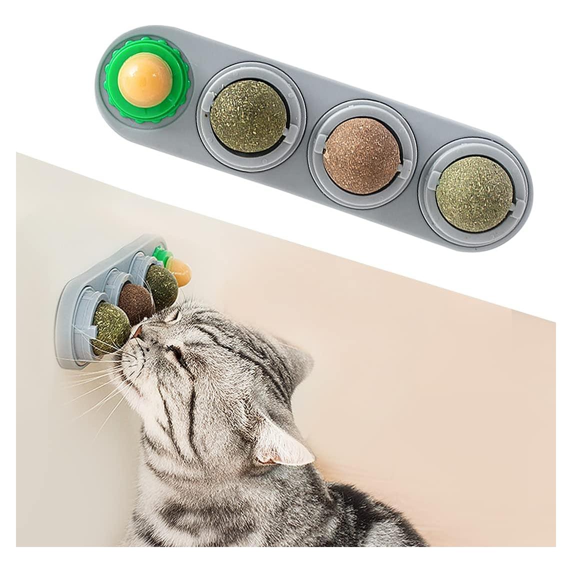 Juguetes para Gatos Potaroma - 4 Bolas de Catnip y Silvervine