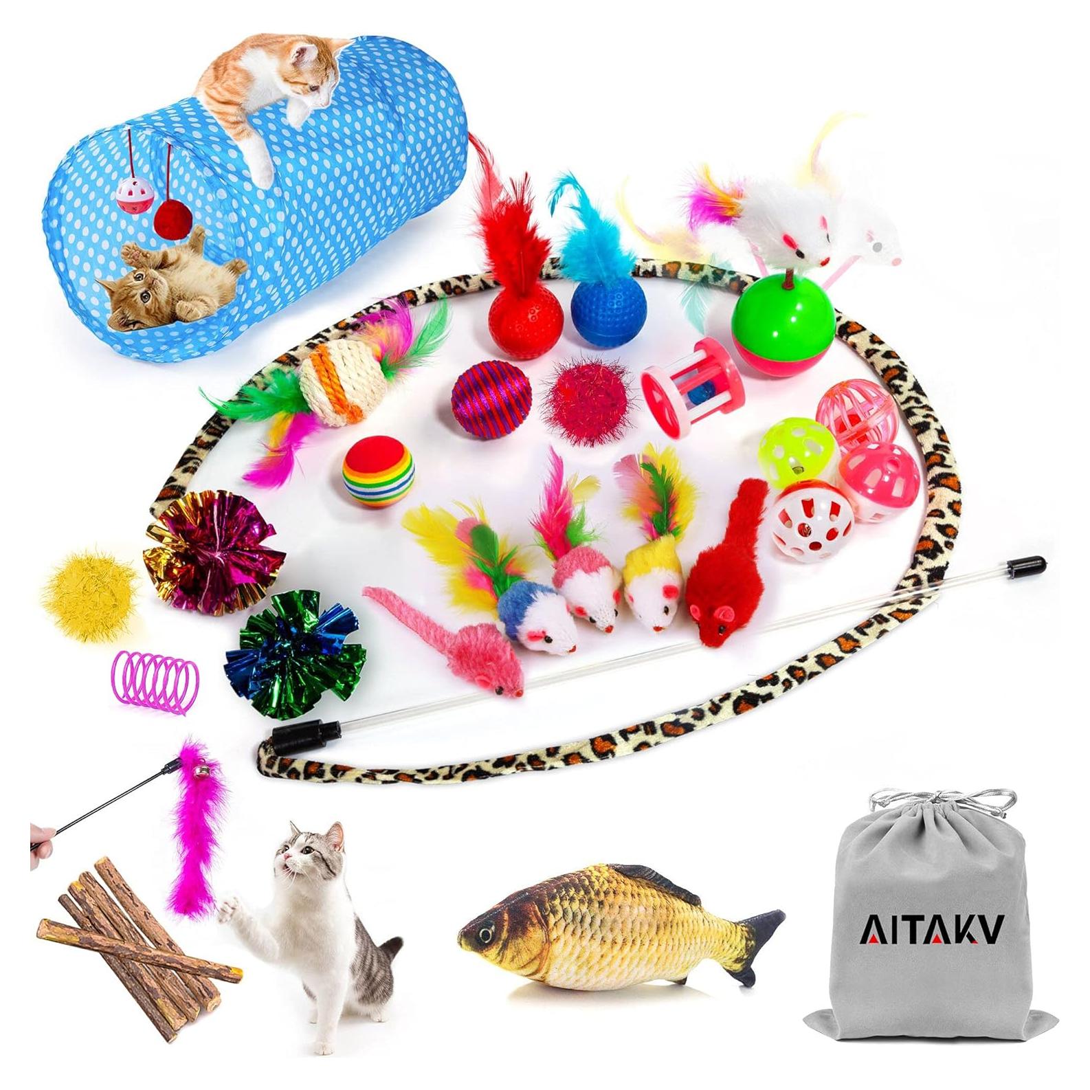 Kit de Juguetes para Gatos AILUKI 35 Piezas con Catnip