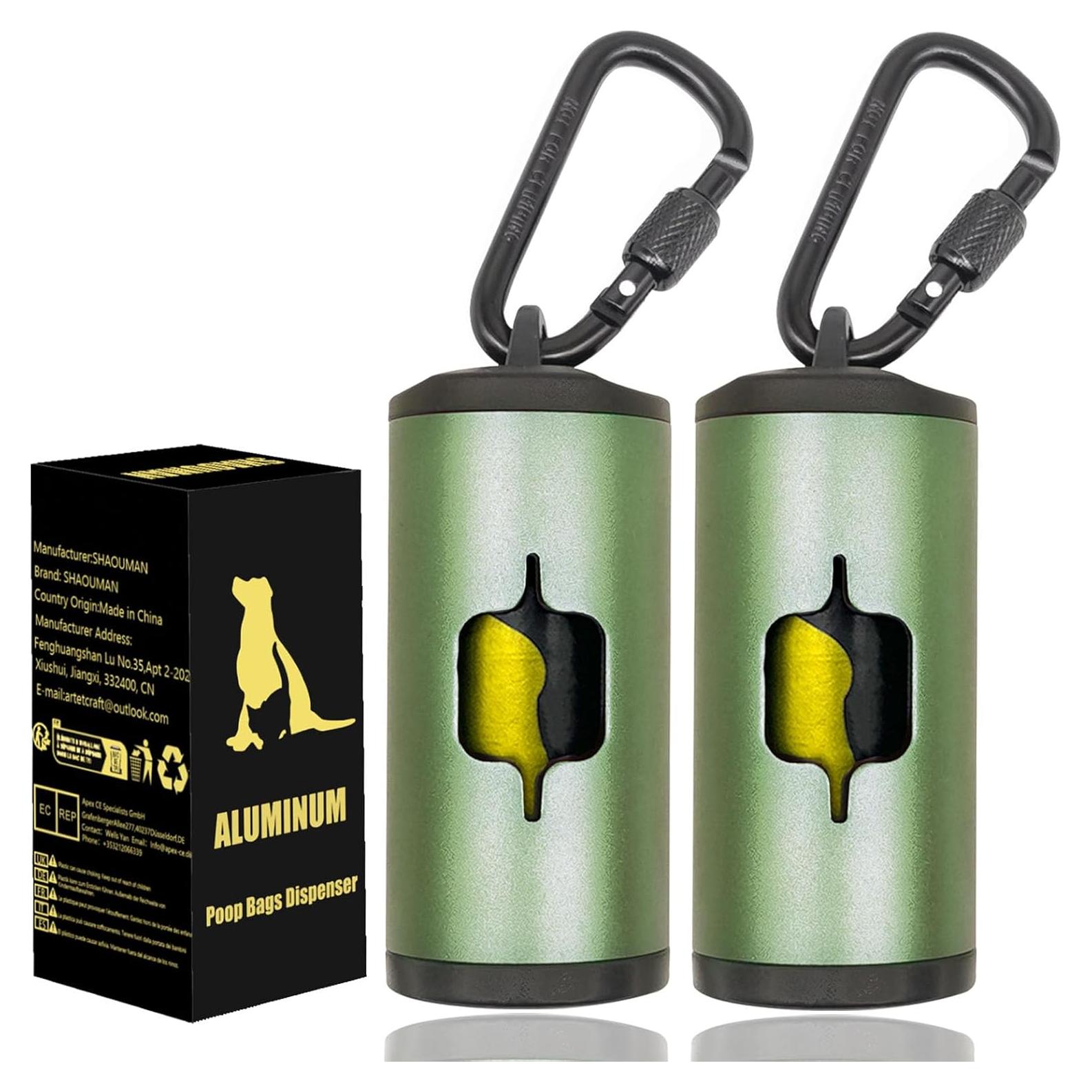Soporte de Bolsa de Excremento de Perro SHAOMAN 2-Pack Verde