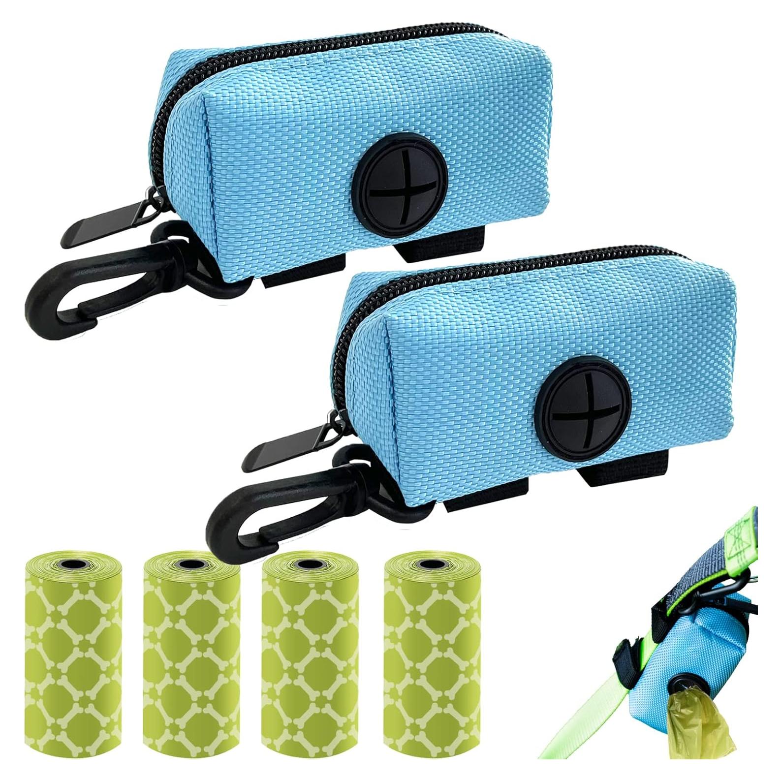 Soporte para bolsas de excremento de perro CAKOVANO Azul con 80 bolsas